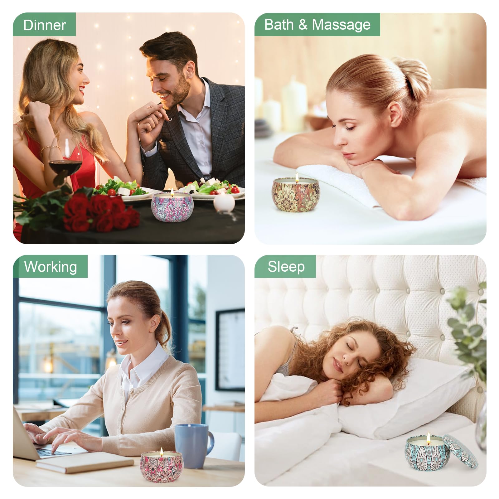 OFUN Scented Candles Set - 4 Pack Aromatherapy Soy Wax Candles, Marble Color, Up to 90 Hours, Ideal for Gifts and Home Decor