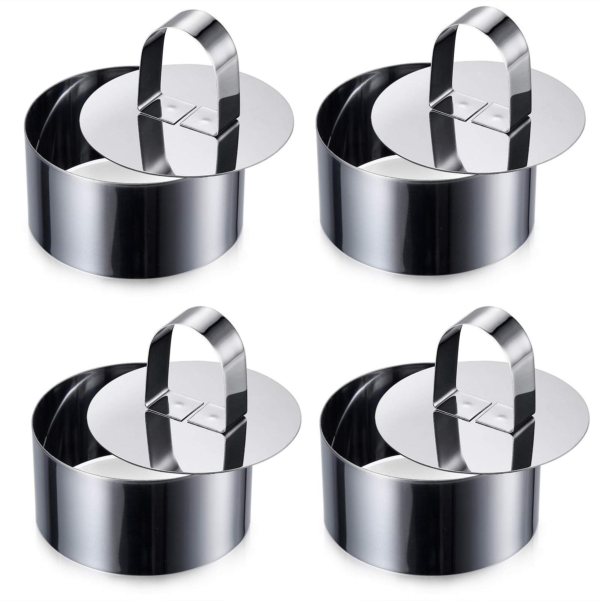 Onedone Cake Ring Molds For Baking 3.15'' Round Stainless Steel Pastry Rings Cake Rings Forming Rings With Pusher, Set Of 4, Mot