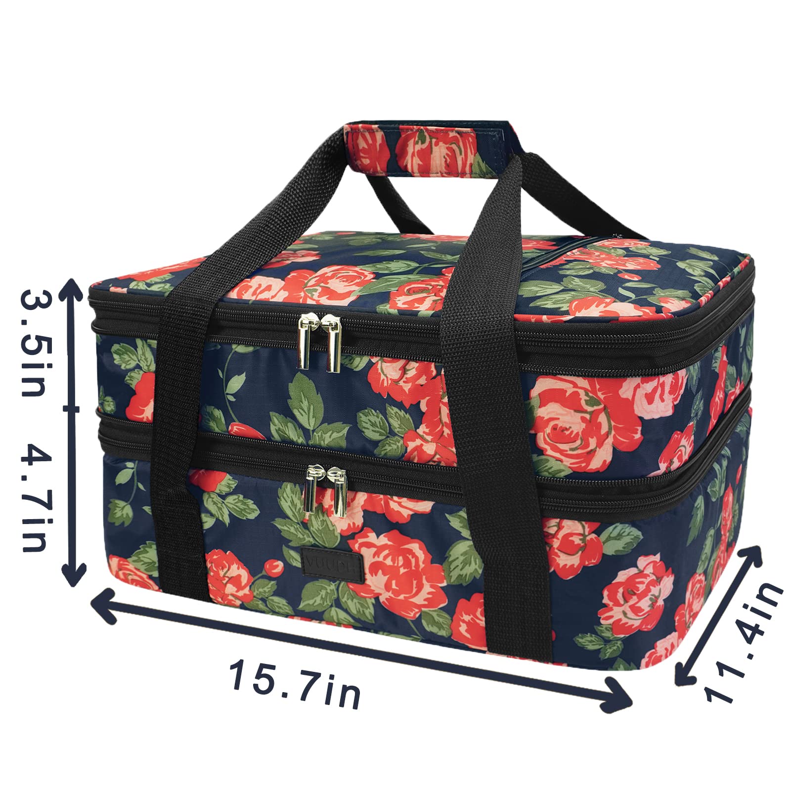 Vuudh Double Insulated Casserole Carrier - Expandable Thermal Food Carrier, Casserole Dish Carrier For Hot Or Cold Food, Foil Pa
