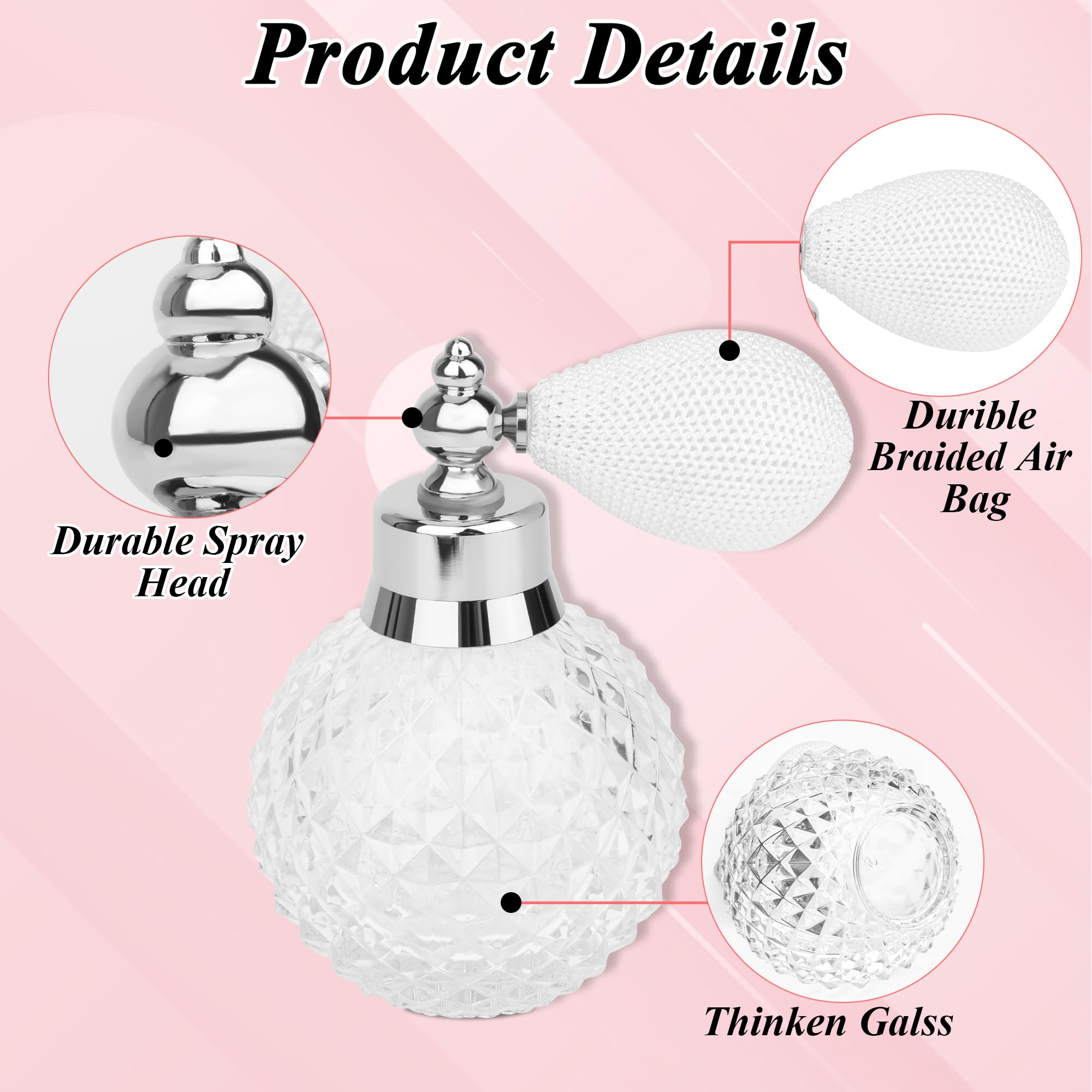 Coolrunner Crystal Art Vintage Style Refillable Perfume Atomizer Spray Bottle 100Ml (Clear)