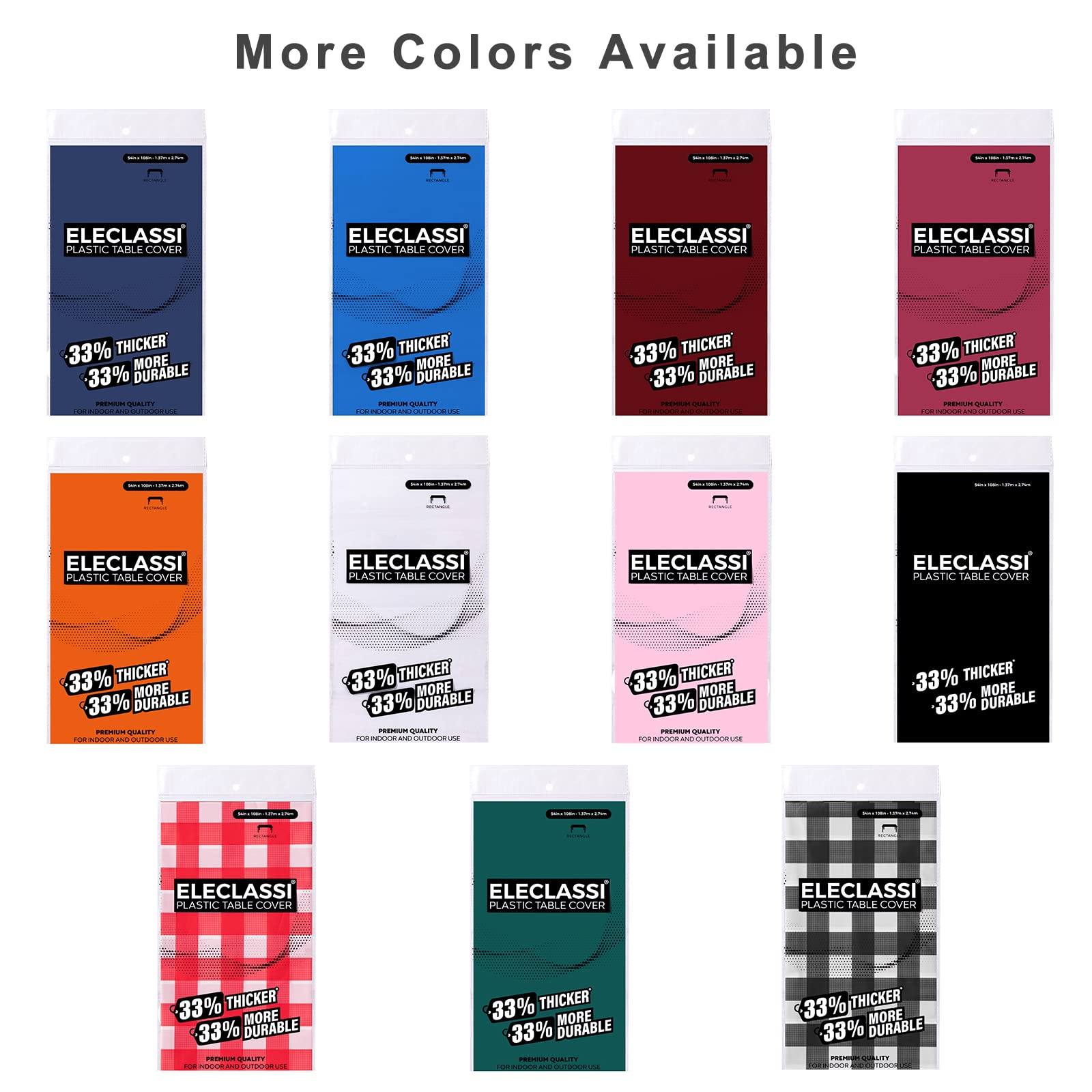 Eleclassi Blue Gingham Checkered 6 Pack Disposable Plastic Tablecloth 54 X 108 In - Plastic Table Cloths For Parties Disposable