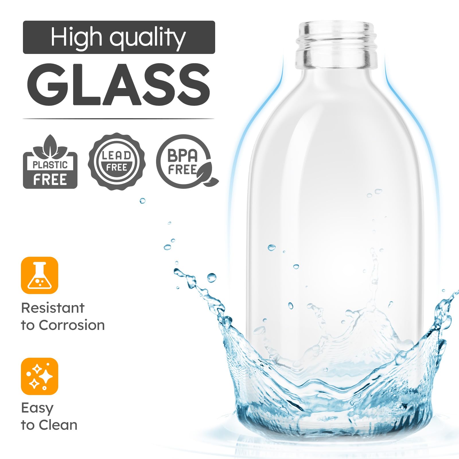Tecohouse Glass Spray Bottle 8 Oz, Clear Small Empty Refillable Sprayer Container With Labels, Funnel, Lids, Graduated Pipettes