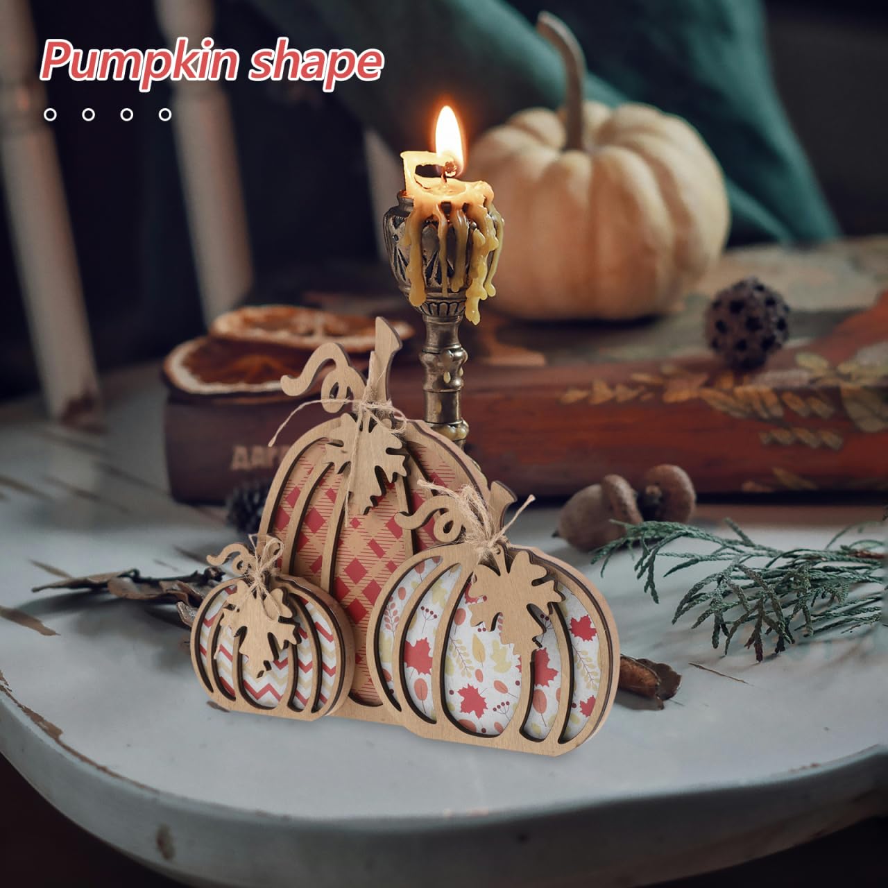 Fall Wooden Pumpkin Hanging Sign: 1 Set Autumn Wall Table Signs Decor for Home Thanksgiving Farmhouse Living Room Harvest