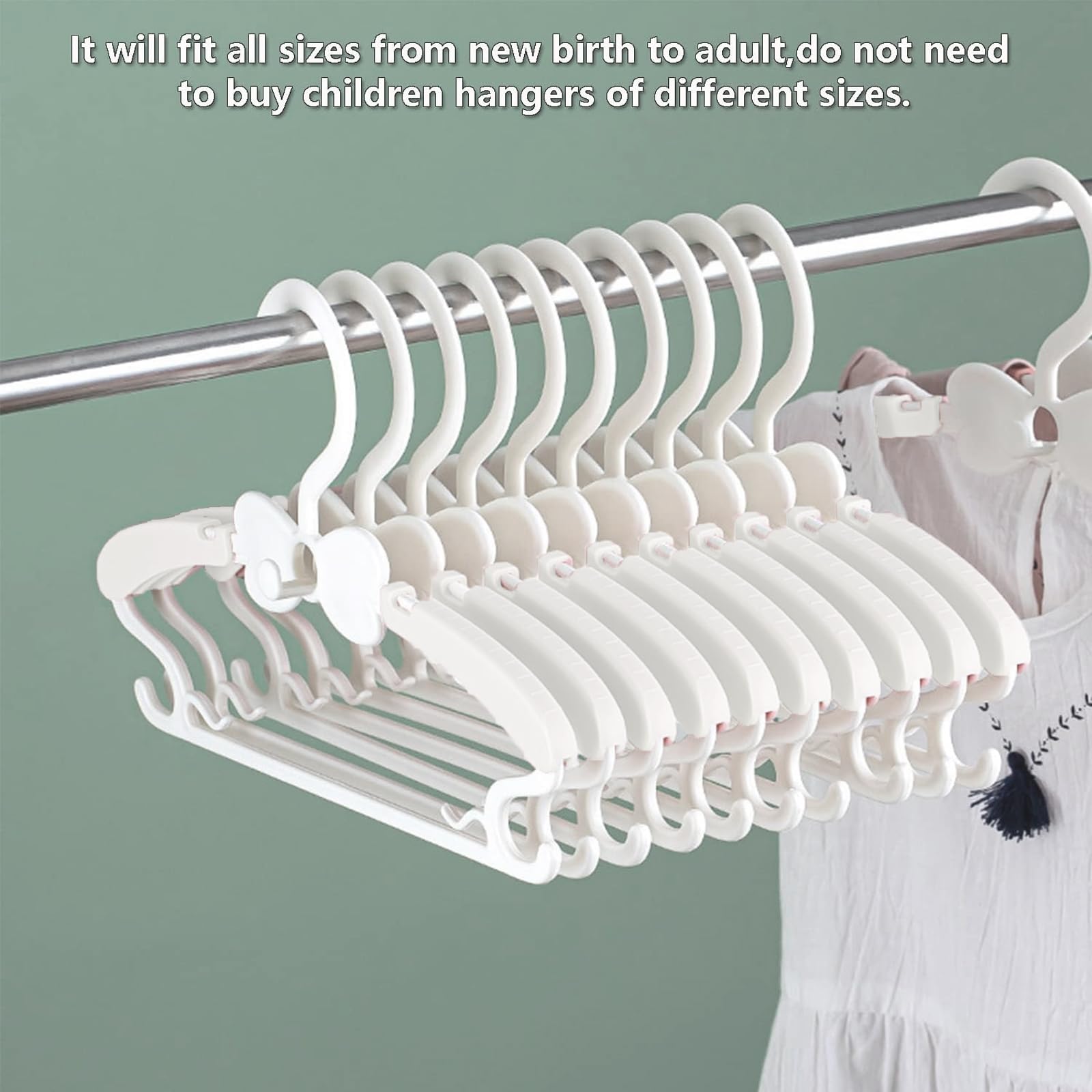 Baby Hangers 30 Pack, 11-14.5'' Adjustable Kid Clothes Hangers For Newborn Closet, Plastic Non-Slip Small Infant Hanger For Todd