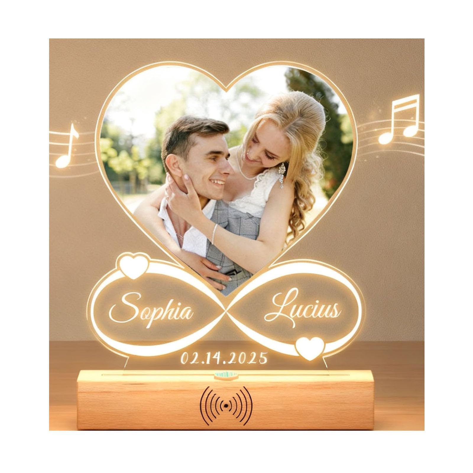Custom Music Frame with Picture,Personalized Photo Frame with Sensor Night Light & Music Player,Personalized Anniversary/Wedding
