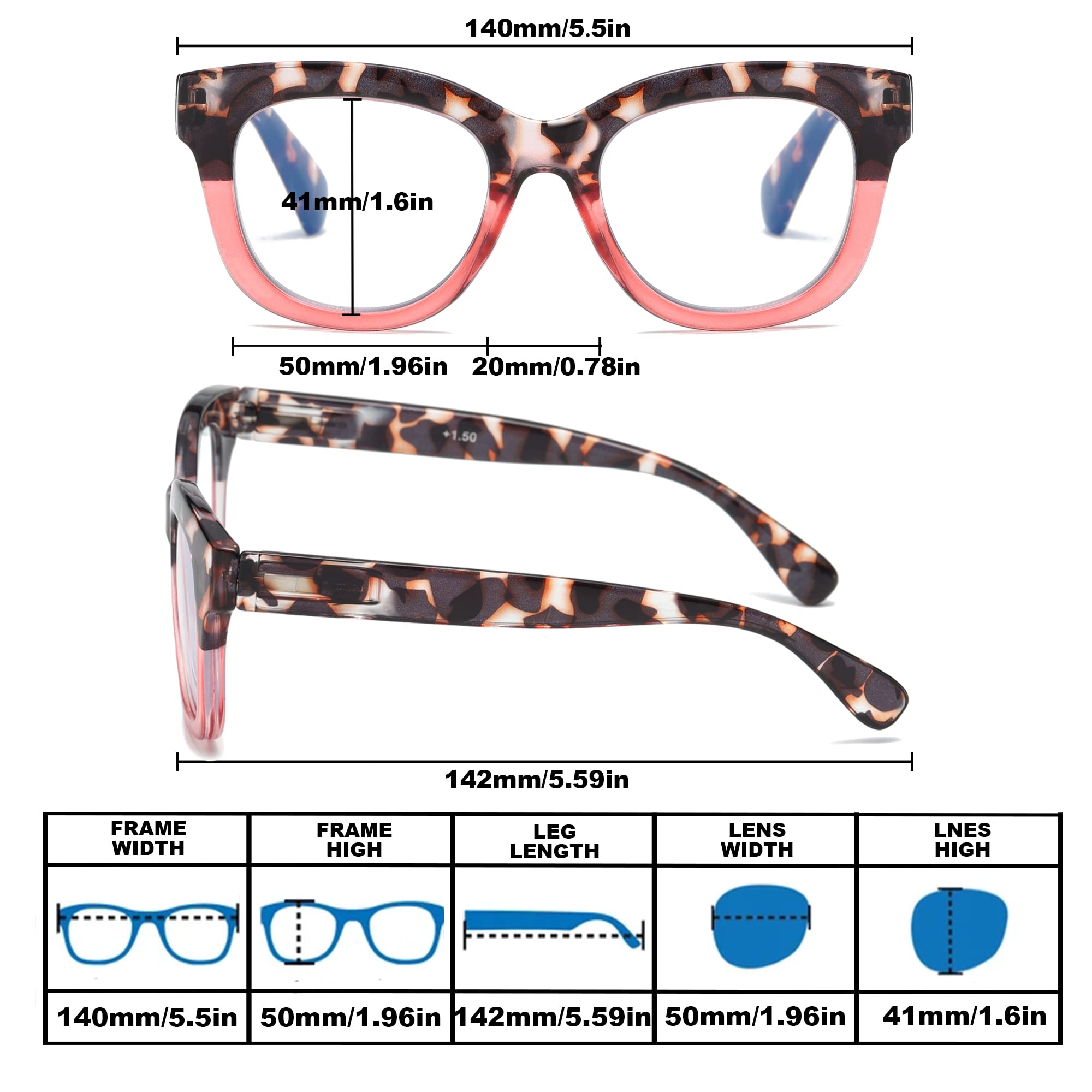 Zxyoo Oversized Reading Glasses For Women,3 Pack Blue Light Blocking Computer Spring Hinge Readers(Yellow Sunsetblue Sunsetpink