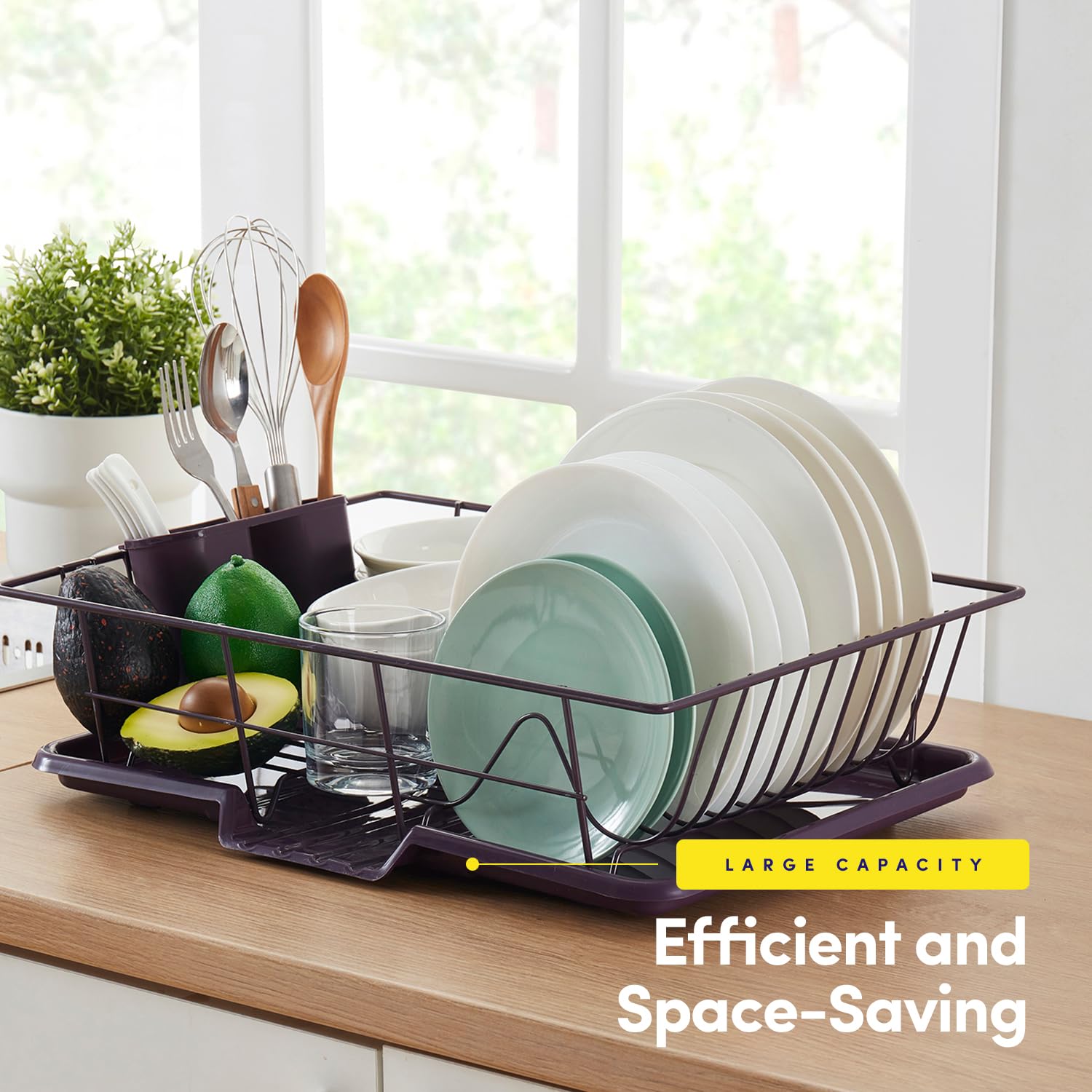 Space-Saving 3-Piece Dish Drainer Rack Set: Efficient Kitchen Organizer For Quick Drying And Storage - Includes Cutlery Holder A