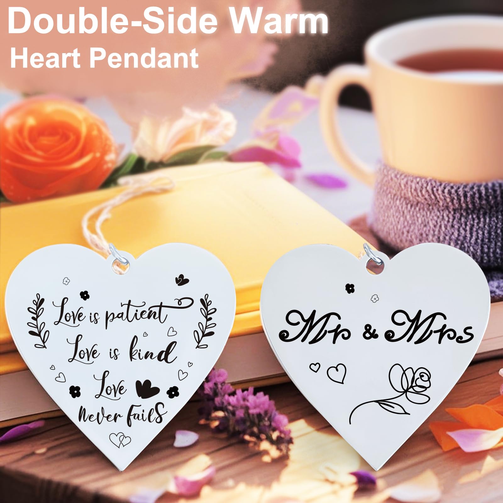 Wedding Gifts Bridal Shower Gifts Engagement Gift for Couples,4x6 Mr & Mrs Wedding Picture Frame,Love is Patient Love is Kind Pi