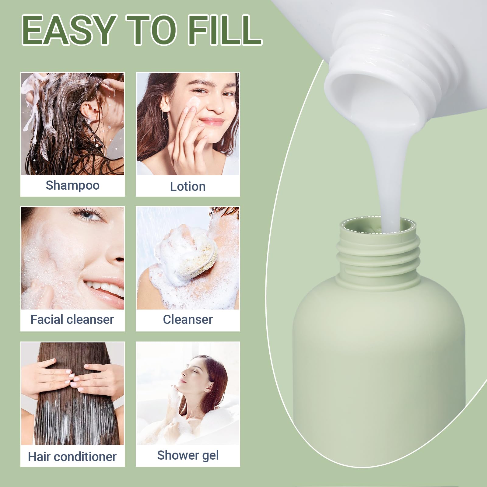 Umetass 10Oz Travel Shampoo Bottle, Empty Plastic Squeeze Bottles With Flip Cap, Lotion Container For Toiletries Travel Size Sha