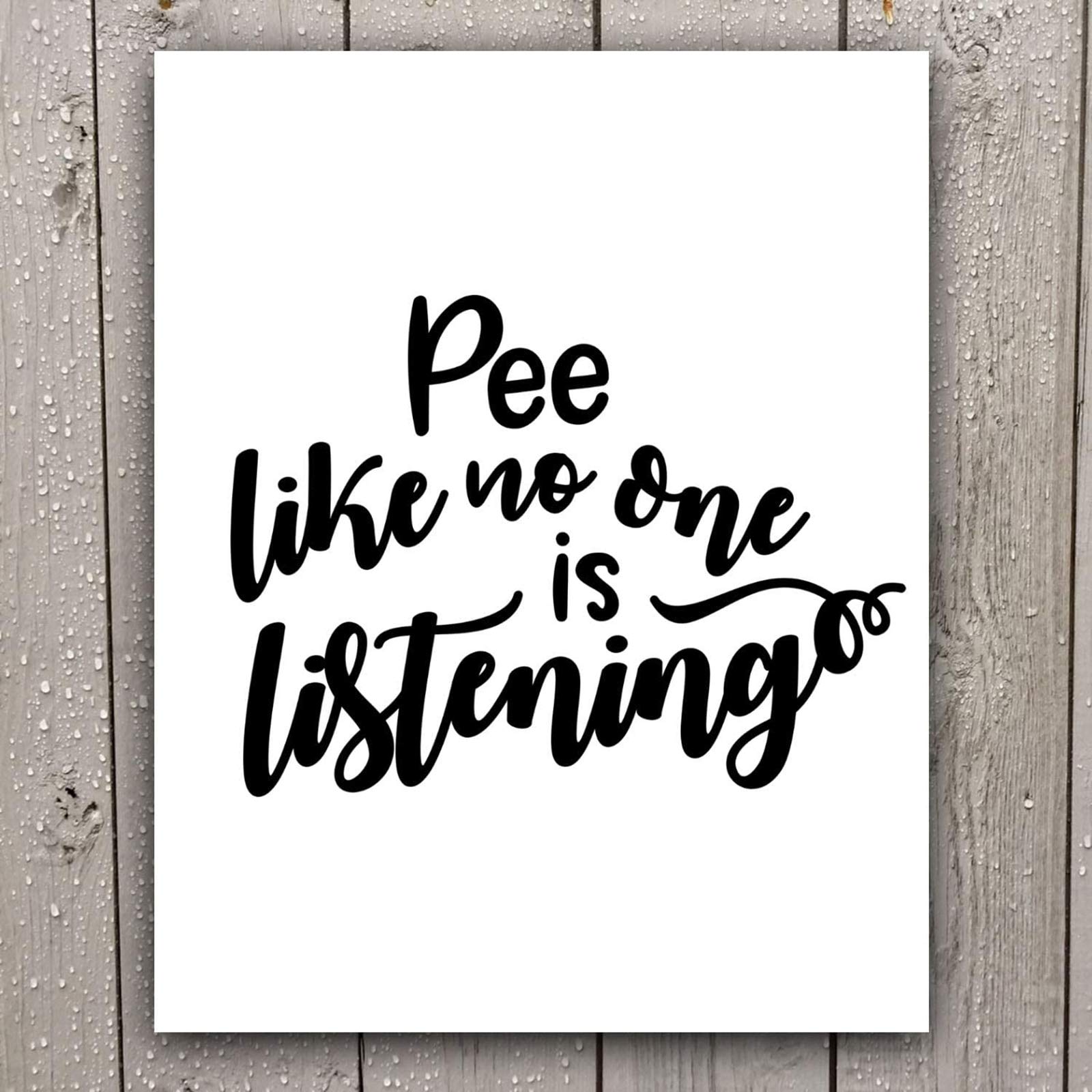 Funny Bathroom Signs (Set Of 4 Unframed - 8 X 10 Inches), Bathroom Typography Wall Decor Prints,Black And White Unframed By Mode