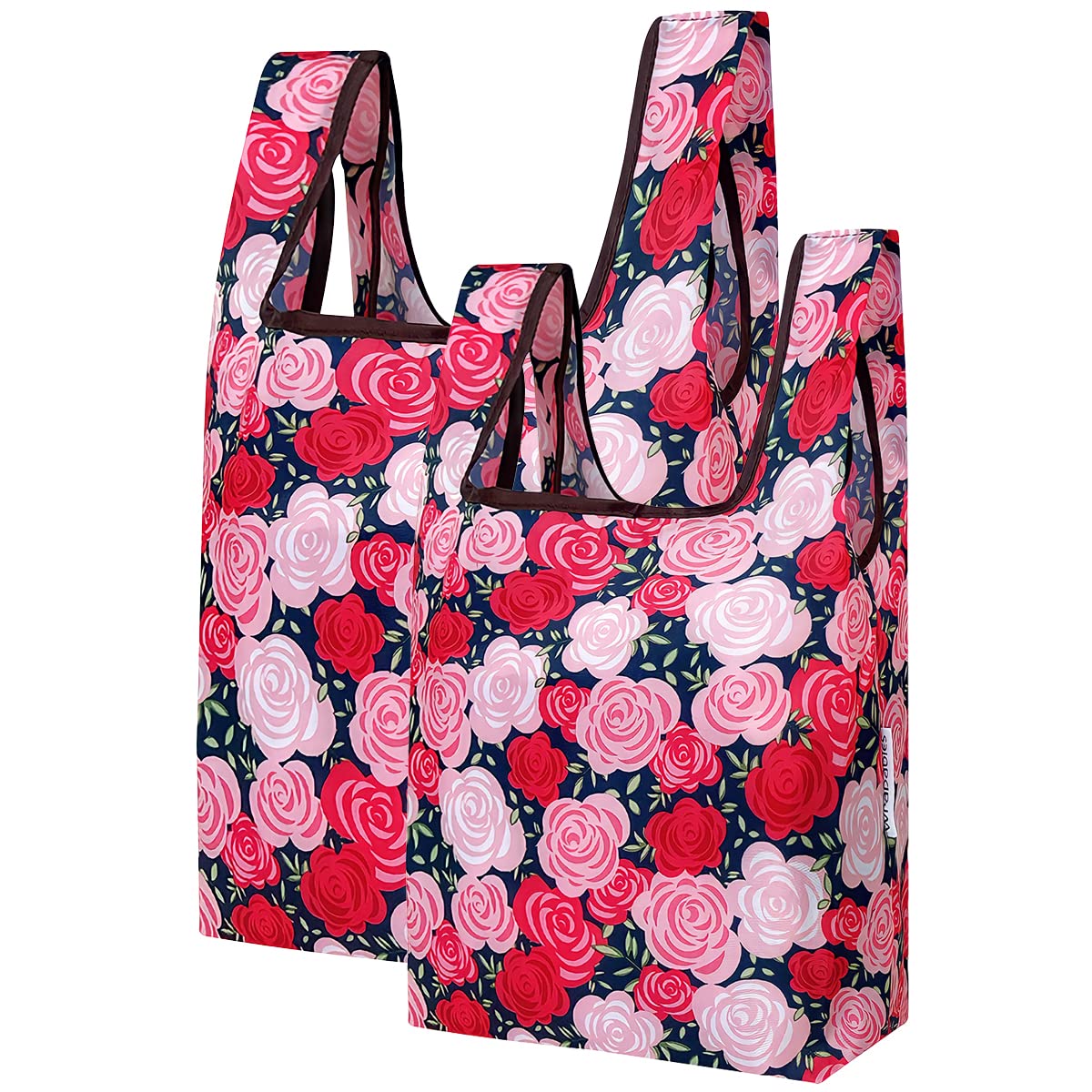 Wrapables Jolibag Collection Reusable Shopping Bag (Set Of 2), Pink Roses