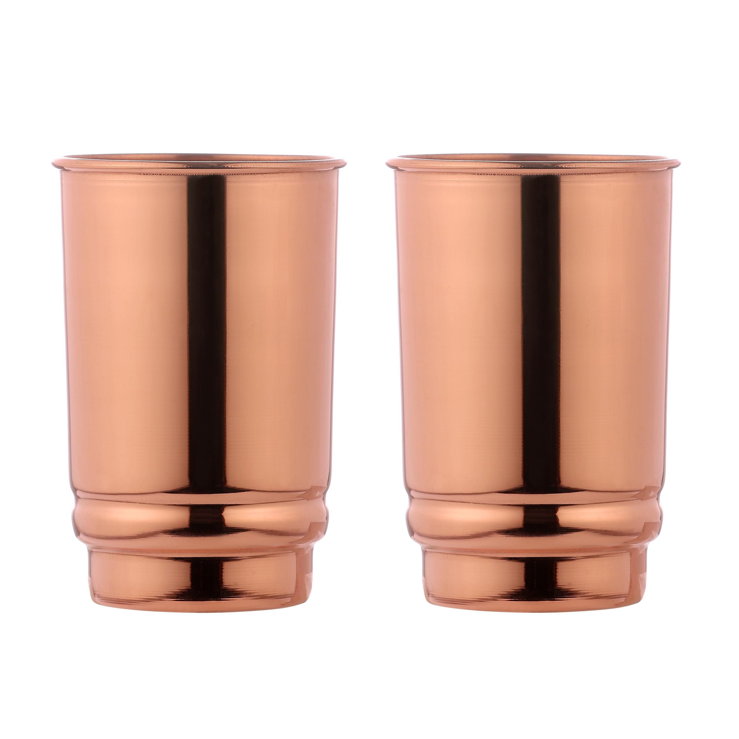 HealthGoodsIn Copper Tumbler Set of 2 - Pure Copper Drinking Tumbler for Water, Ayurvedic Copper Tumbler for Daily Use, Glossy F