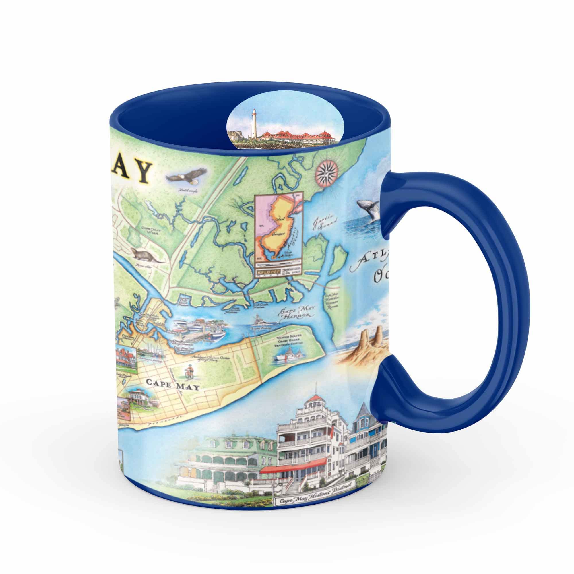 Xplorer Maps New Jersey s Cape May Map Ceramic Mug (16oz) - BPA-Free Coffee Cup for Hot & Cold Drinks - Perfect for Office, Home
