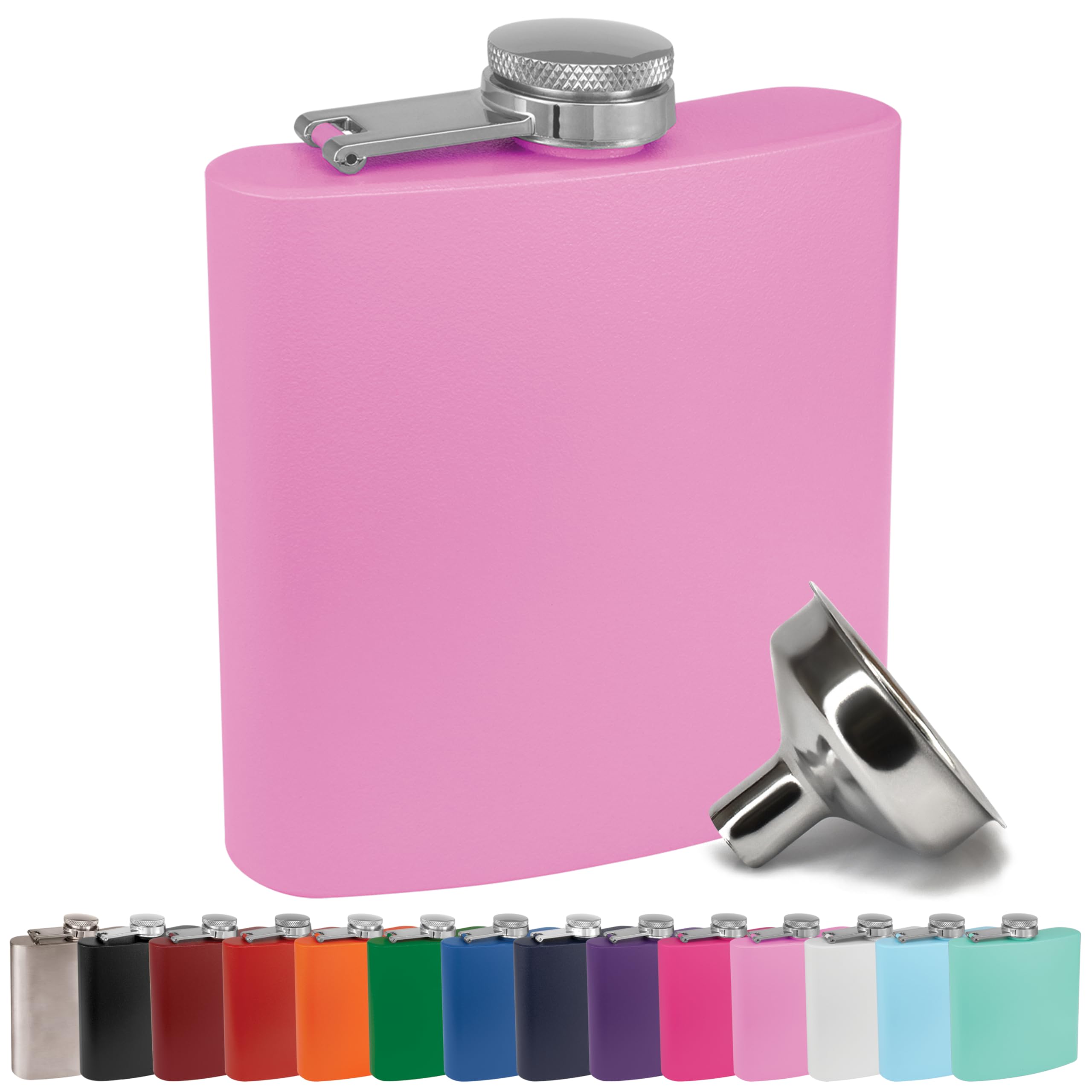 Clear Water Home Goods - 6 Oz Powder Coated Stainless Steel Hip Flask - Wedding Party - Groomsman - Bridesmaid (Matte Light Purp