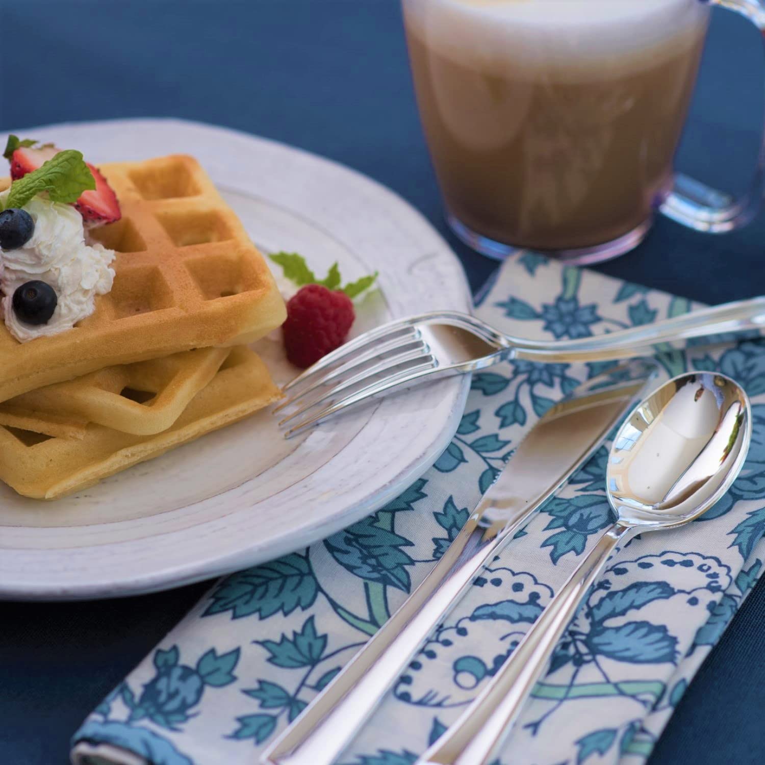 Plastic Silver Forks (75 Pack) - Glossy Silver Cutlery Forks - Disposable Silverware - Heavy Weight Plastic Silver Forks - Durab