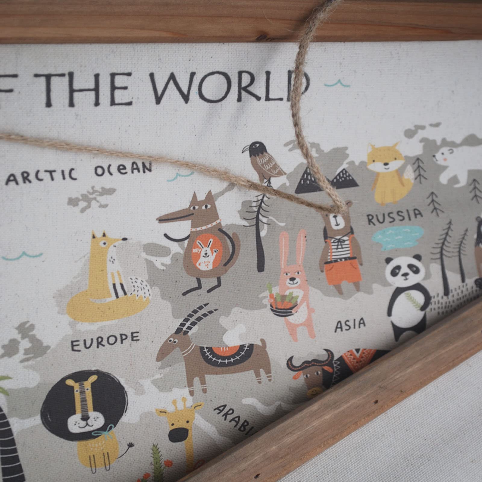 Animal World Map Hanging Canvas Wall Art , World Maps For Kids Wall, Baby Room World Map, Animals Of The World Poster For Childr