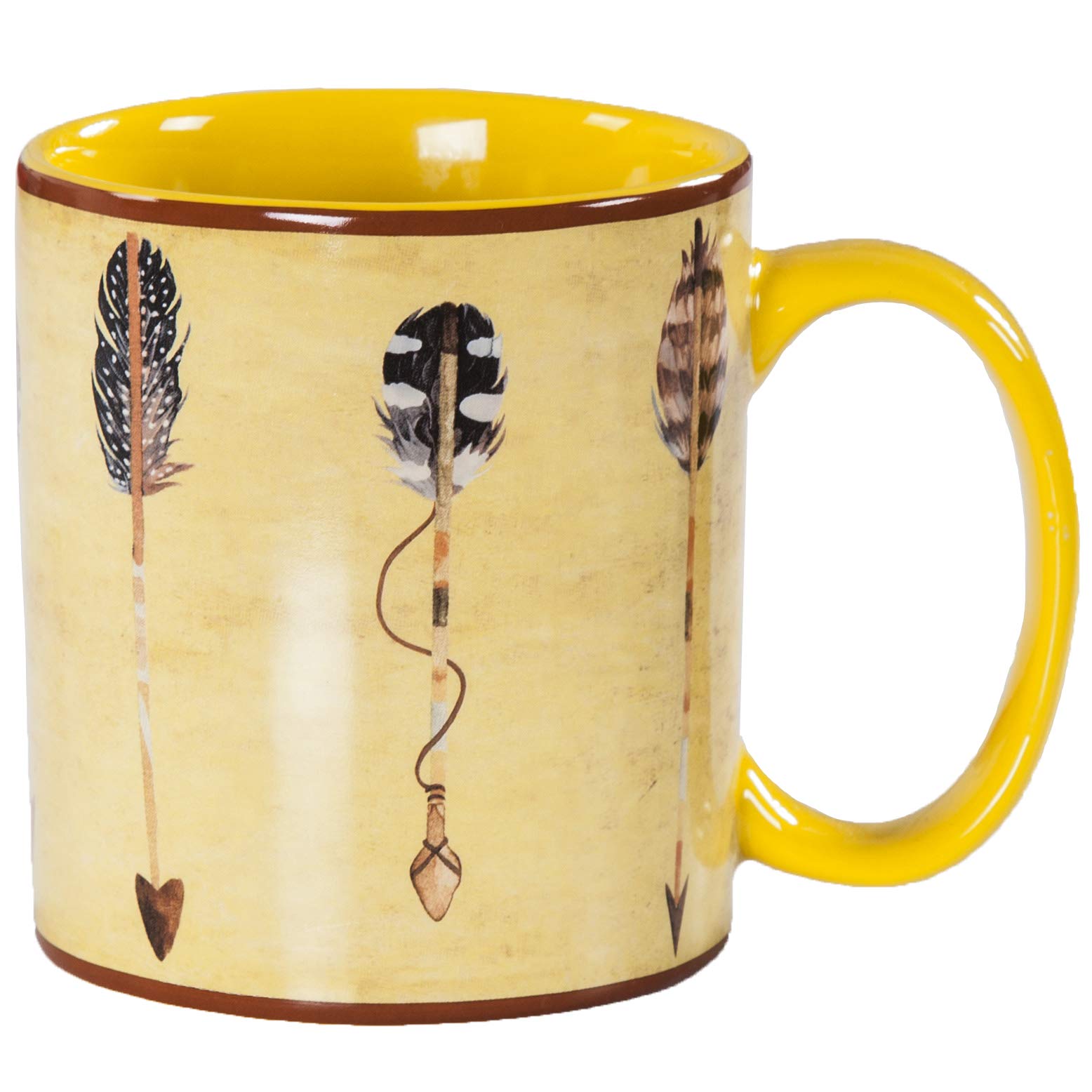 Paseo Road By Hiend Accents Arrow Coffee Mug Set Of 4, Southwestern Yellow Ceramic Mugs For Tea Cocoa Hot Chocolate, Cups With H