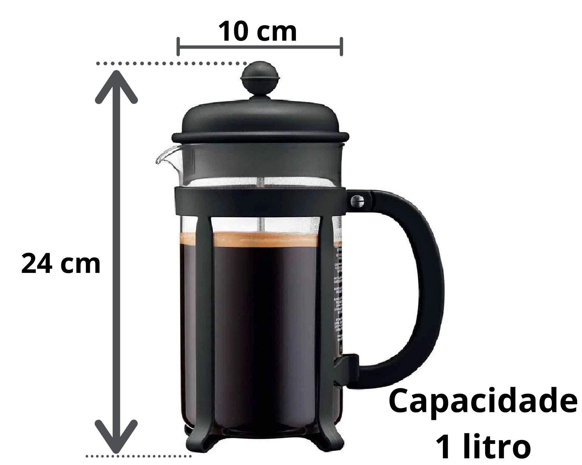 Bodum 34Oz Java French Press Coffee Maker, High-Heat Borosilicate Glass, Black - Made In Portugal