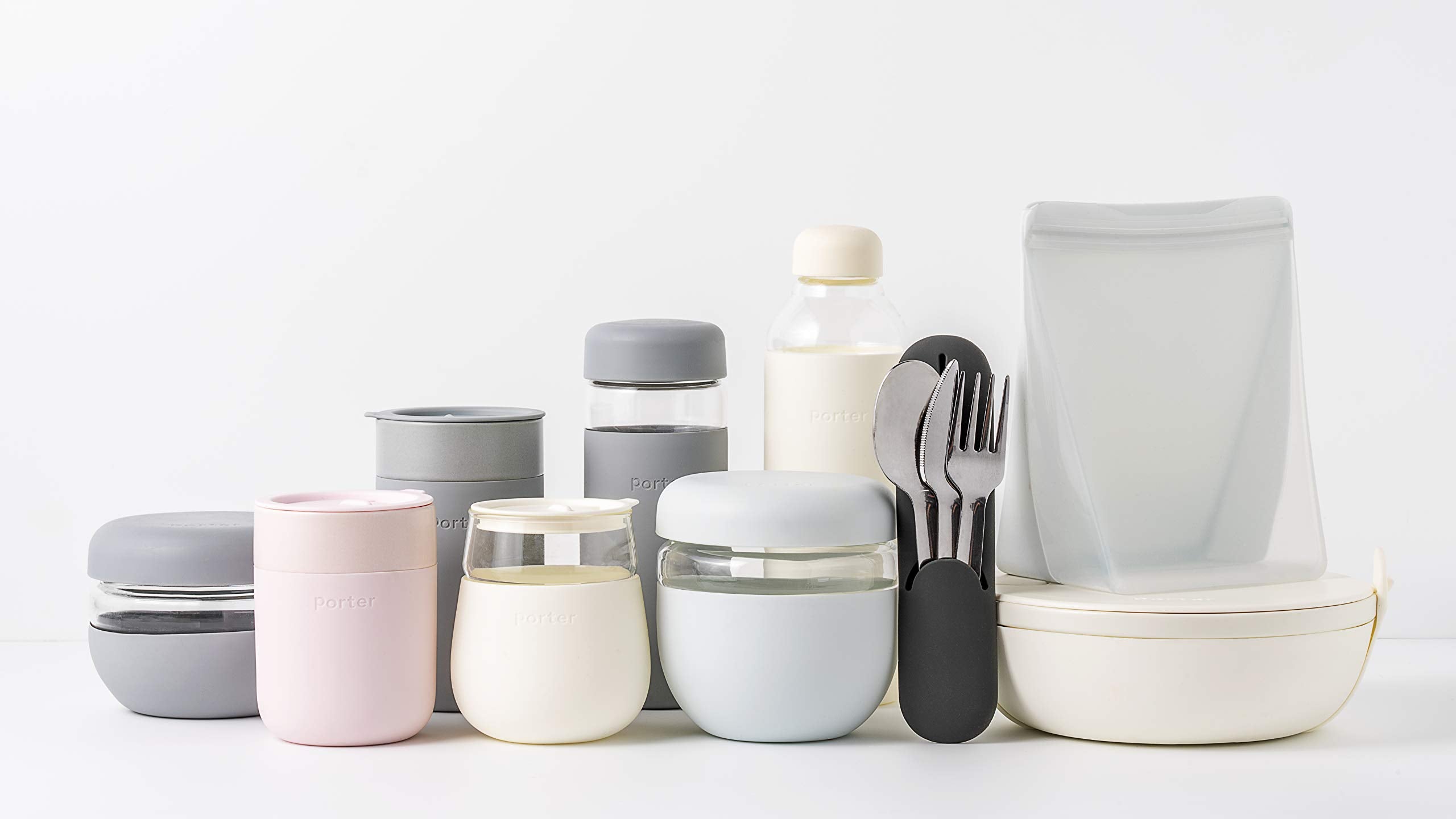W&P Porter Ceramic Bowl Lunch Container, 1L, Charcoal, BPA-Free, Snap-tight Lid & Silicone Strap