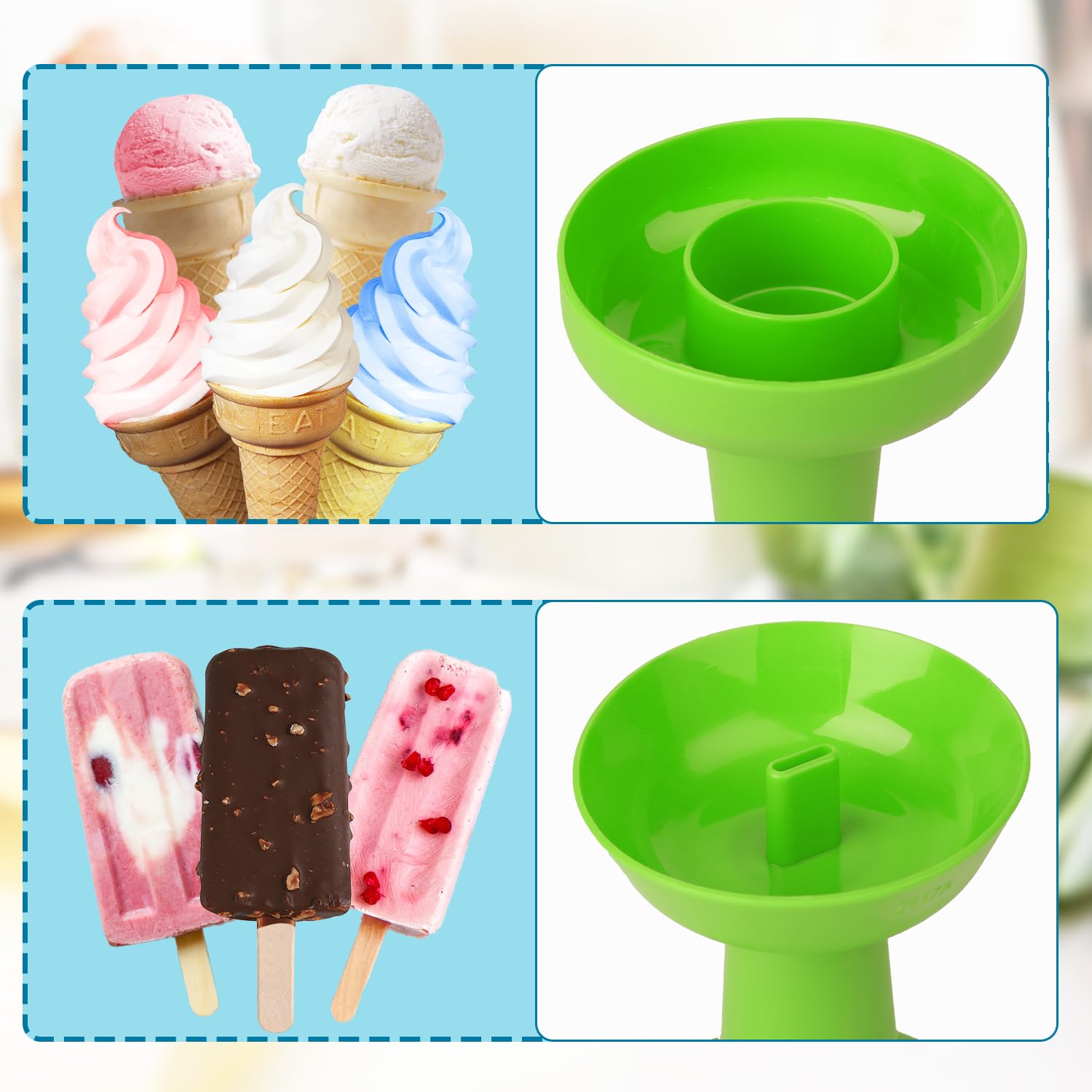 2Pcs Drip Free Popsicle Holder, Reusable No Drip Popsicle Holder For Kids No Freeze Ice Popsicle Holders Washable Ice Cream Cone