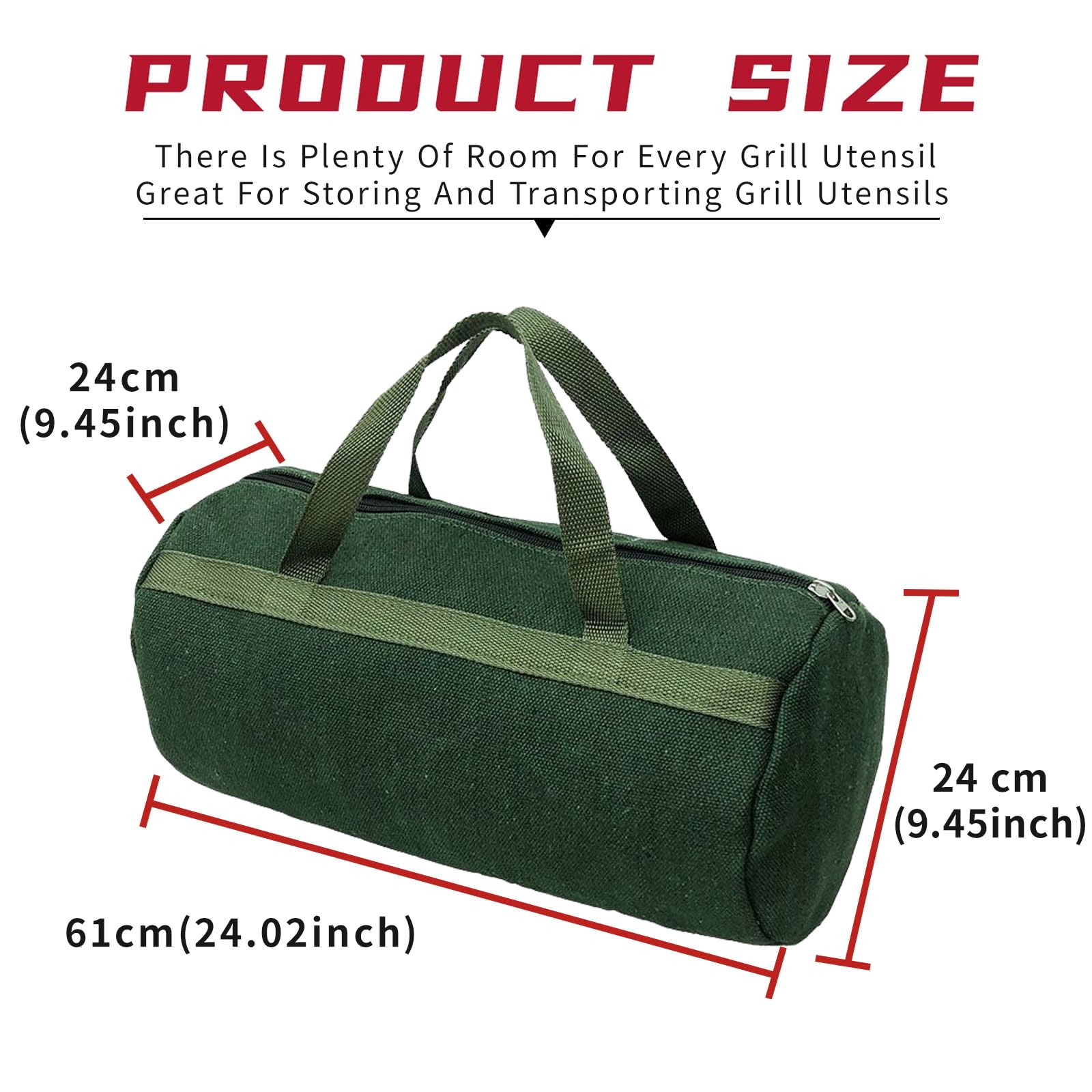 Grill Accessory Storage Bag, 24'' Extra Thick Canvas Grill Utensil Storage Bag, Double Zipper Grill Tool Storage Bag, Bbq Tool S