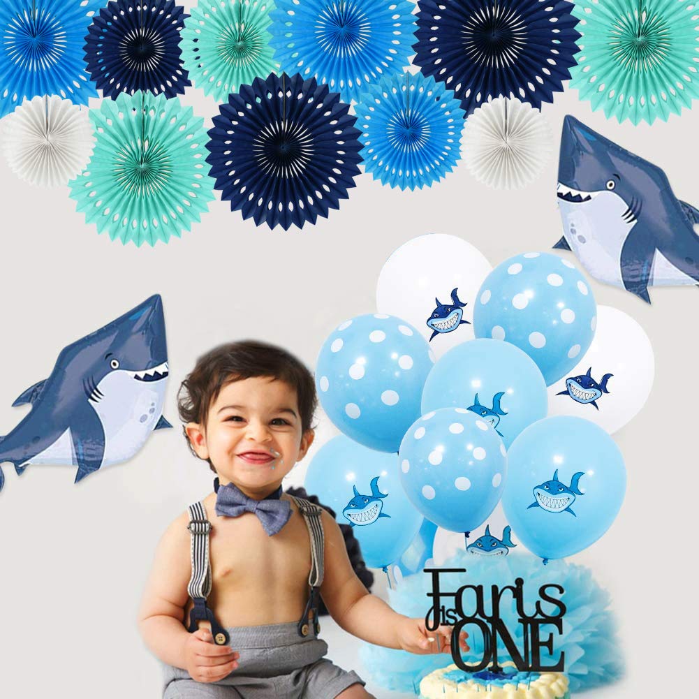Beishida Blue White Hanging Honeycomb Round Paper Fans Decoration Kit For Baby Boy Shower 1St Birthday Navy Ocean Wedding Under