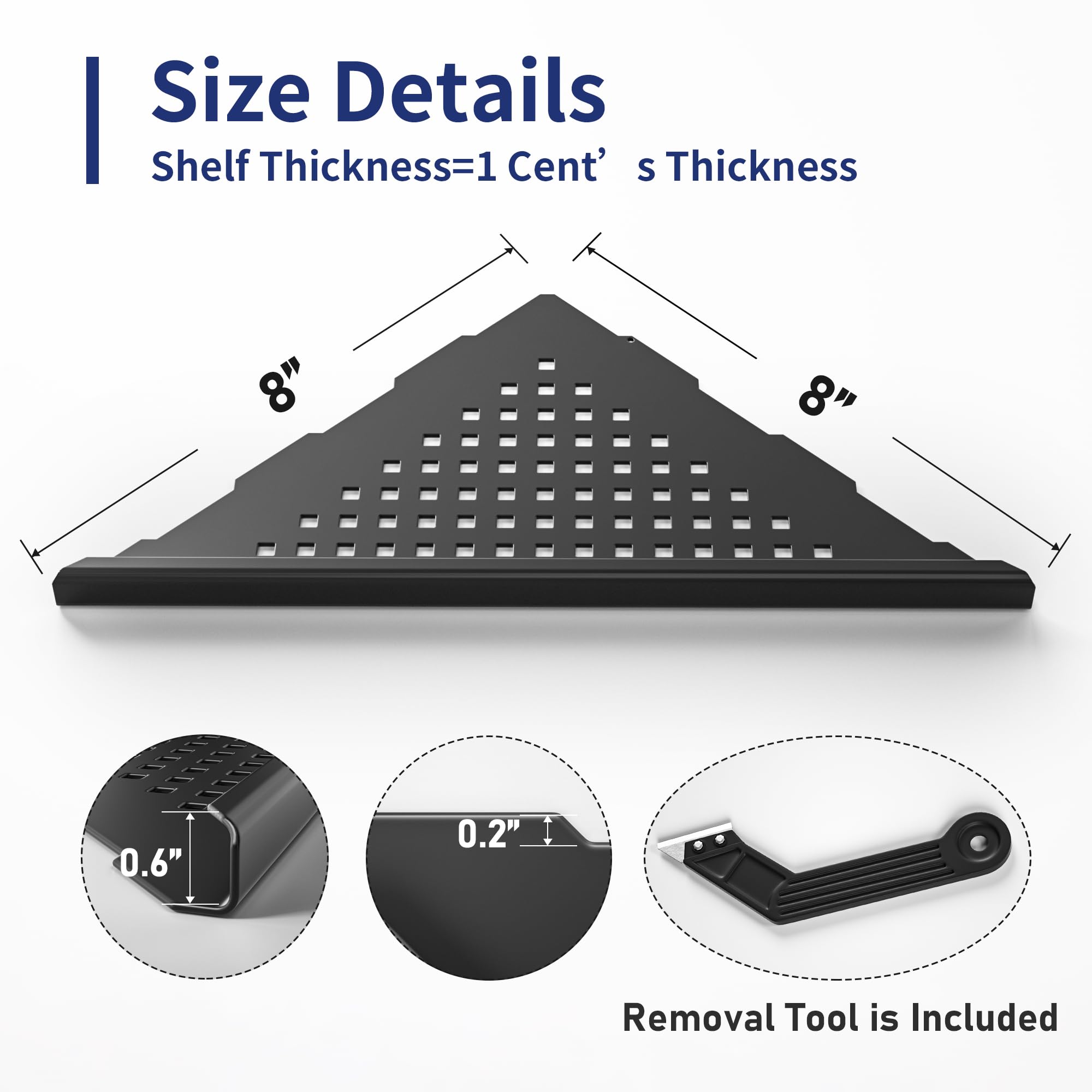 Bernkot 8'' Corner Shower Shelf 2 Pack, 304 Stainless Steel Grout In Bathroom Shelves, Recessed Shelf Rack For Tiled Wall (8'',