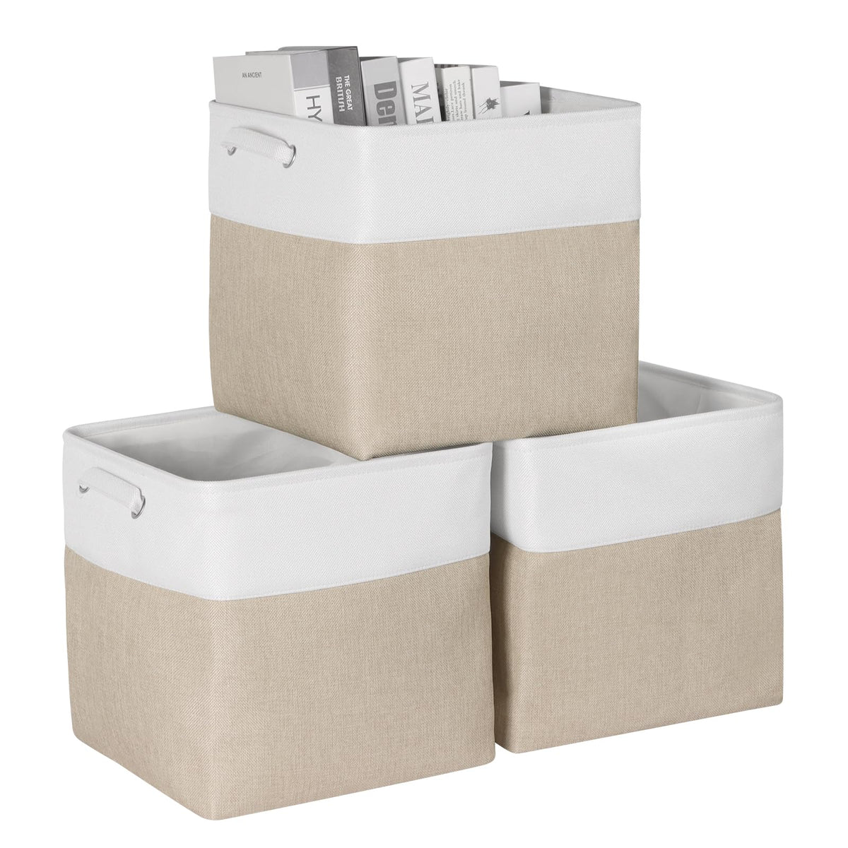 Kntiwiwo Cube Storage Bins 13'' X 13'' X 13'', Foldable Fabric Storage Cubes With Hnadles, Large Closet Organizer Basket For She