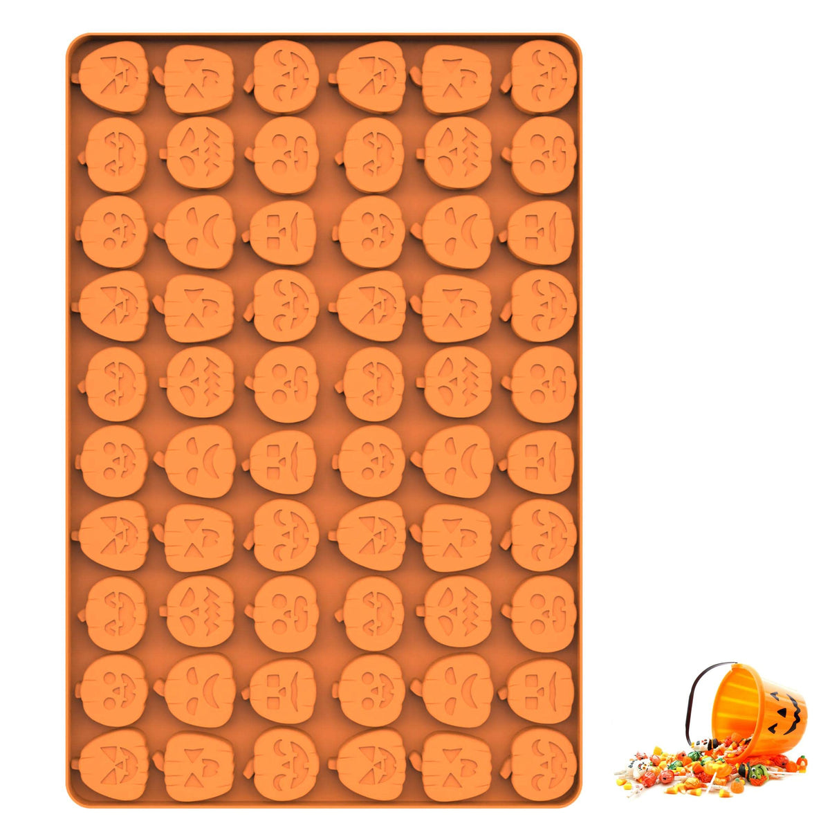 Sofliym Pumpkin Silicone Molds For Halloween Candy, Chocolate, Gummy And Halloween Decor, Jack O Lantern Candy Mold With Scraper
