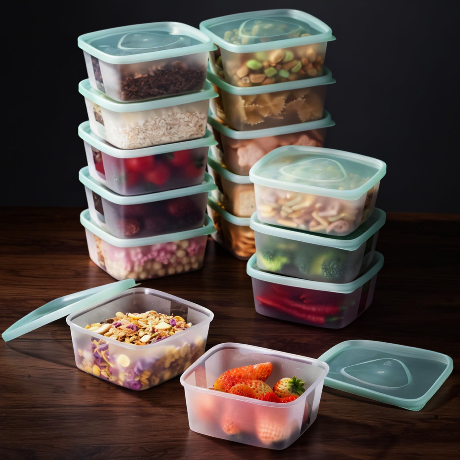 LivLab Mker 30 PCS Food Storage Containers with Lids - Reusable Meal Prep Containers Bpa-Free Freezer Lunch Boxes for Leftovers,