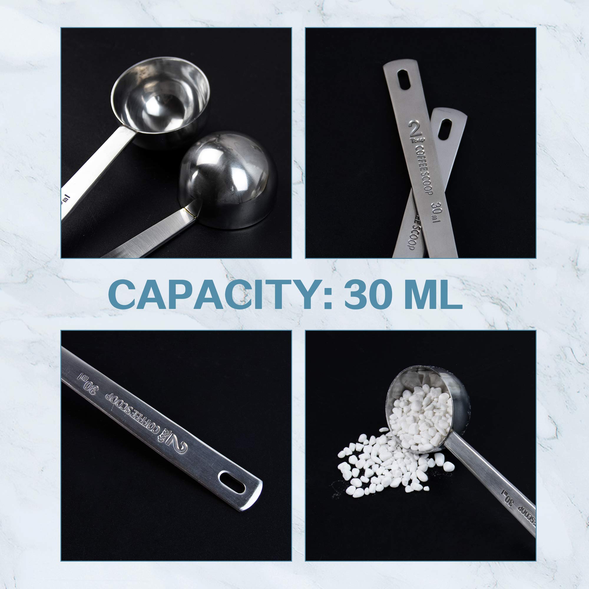 Framendino, 2 Pack Coffee Scoops Stainless Steel Measuring Spoon 2 Tablespoon With Long Handle For Tea Sugar Powder