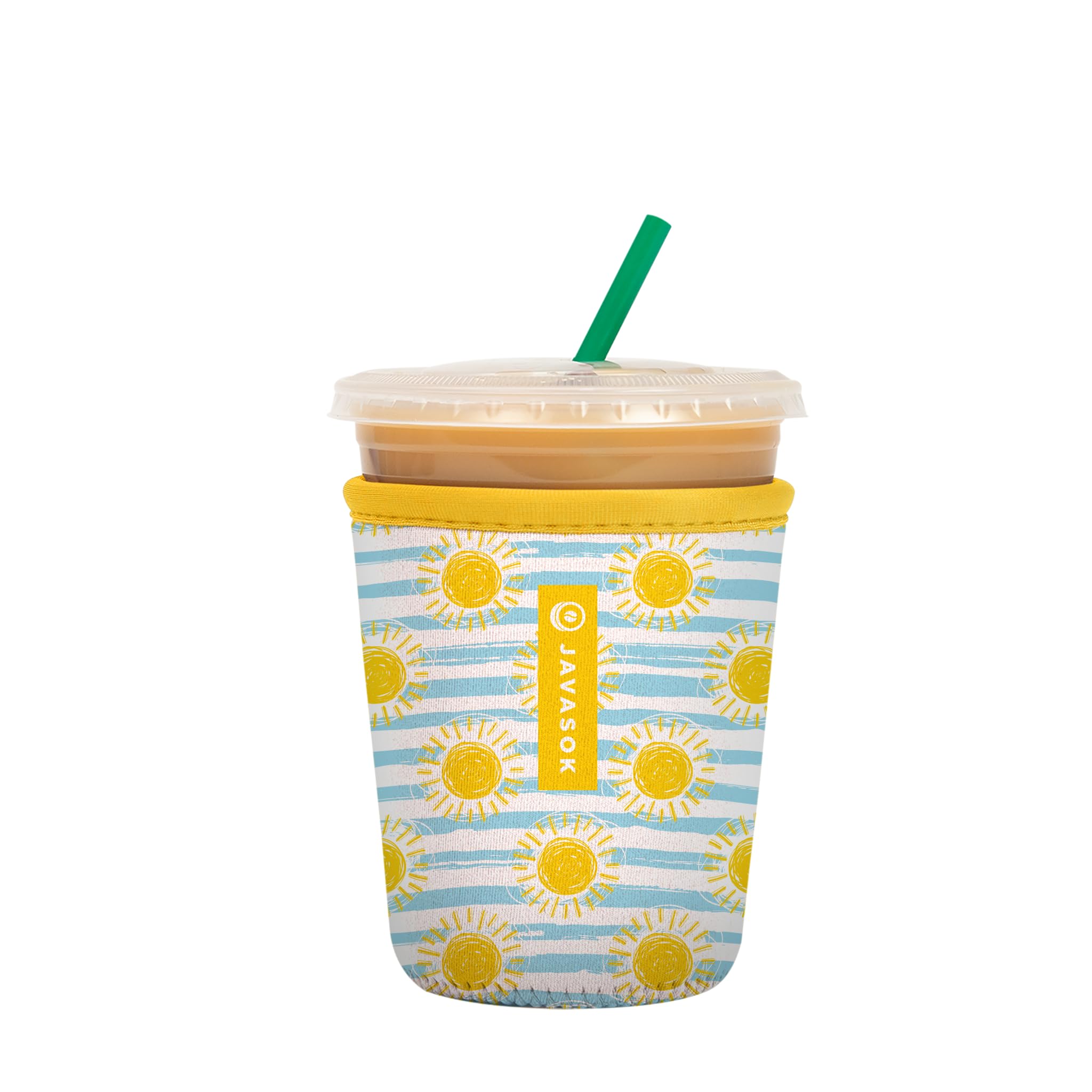 Sok It JavaSok Iced Coffee & Cold Soda Insulated Neoprene Cup Sleeve (Good Day Sunshine, Small: 16-20oz)