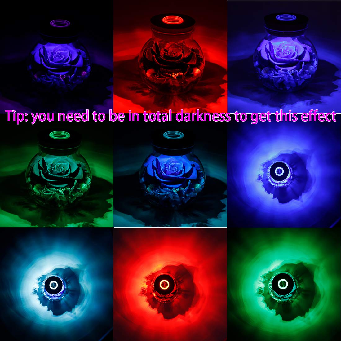 roliys Preserved Real Roses with Colorful Mood Light Wishing Bottle, Eternal Rose,Never Withered Flowers, Table Decor,Christmas