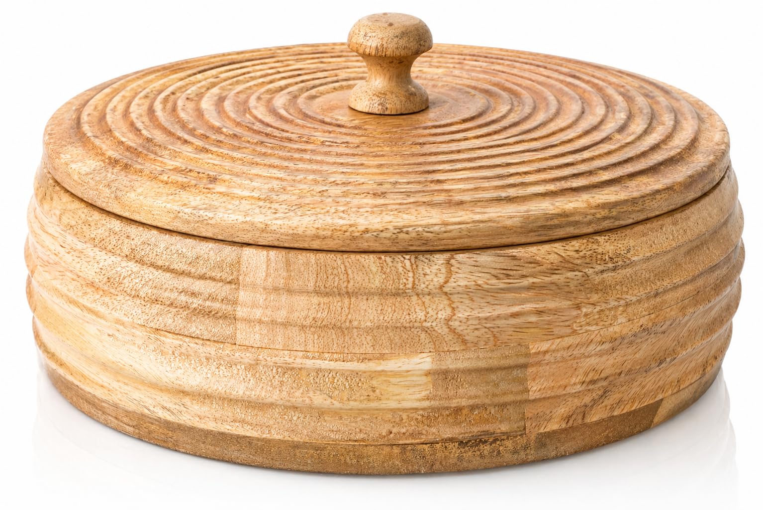Handmade Wooden Tortilla & Roti Warmer with Lid, Food Safe, 9 Inch, Brown