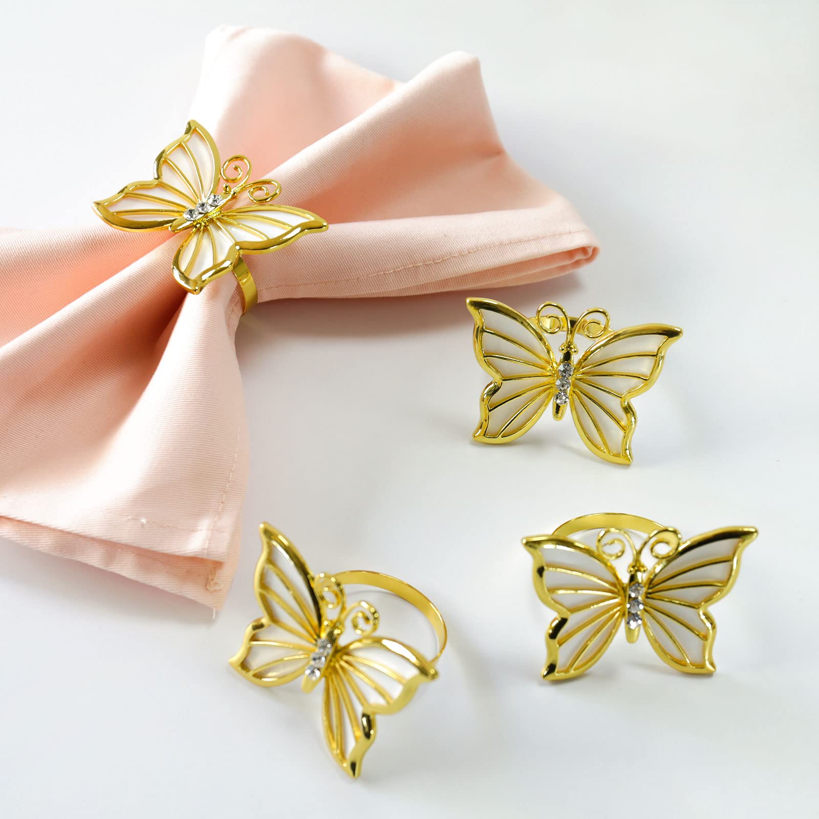Getfitsoo Butterfly Napkin Ring Set Of 6, Metal Napkin Rings Dinner Napkin Holder For Wedding Birthday Valentine'S Day Christmas