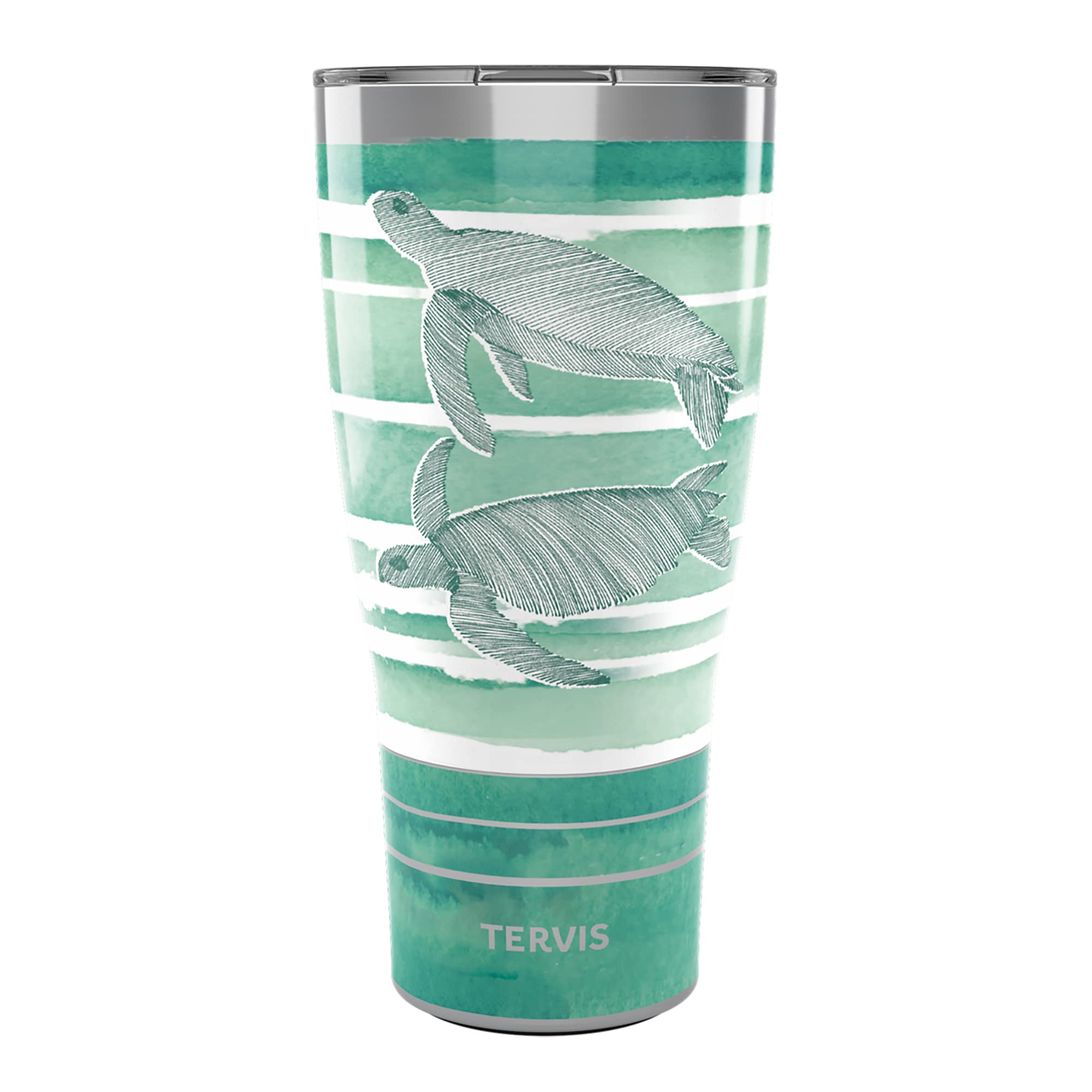 Tervis Traveler Guy Harvey Freeswim Turtle Triple Walled Insulated Tumbler Travel Cup Keeps Drinks Cold & Hot, 30oz, Stainless S