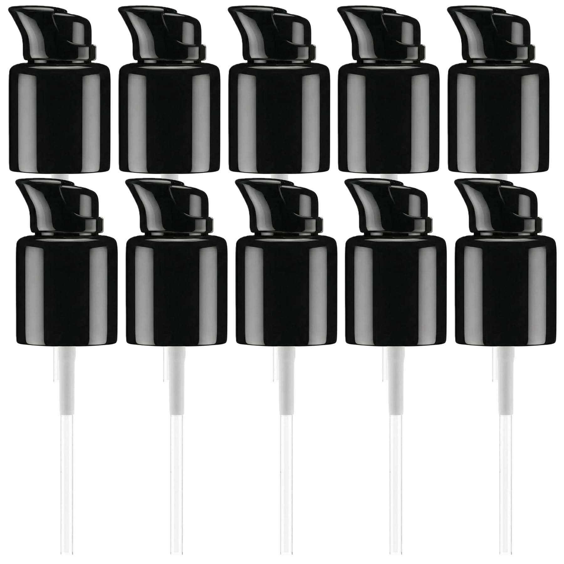 10Pcs 415/20mm Black Plastic Foundation Pumps with Rotate Lock and Cover Replacement Cosmetic Pump Lotion Essential Oil Makeup B