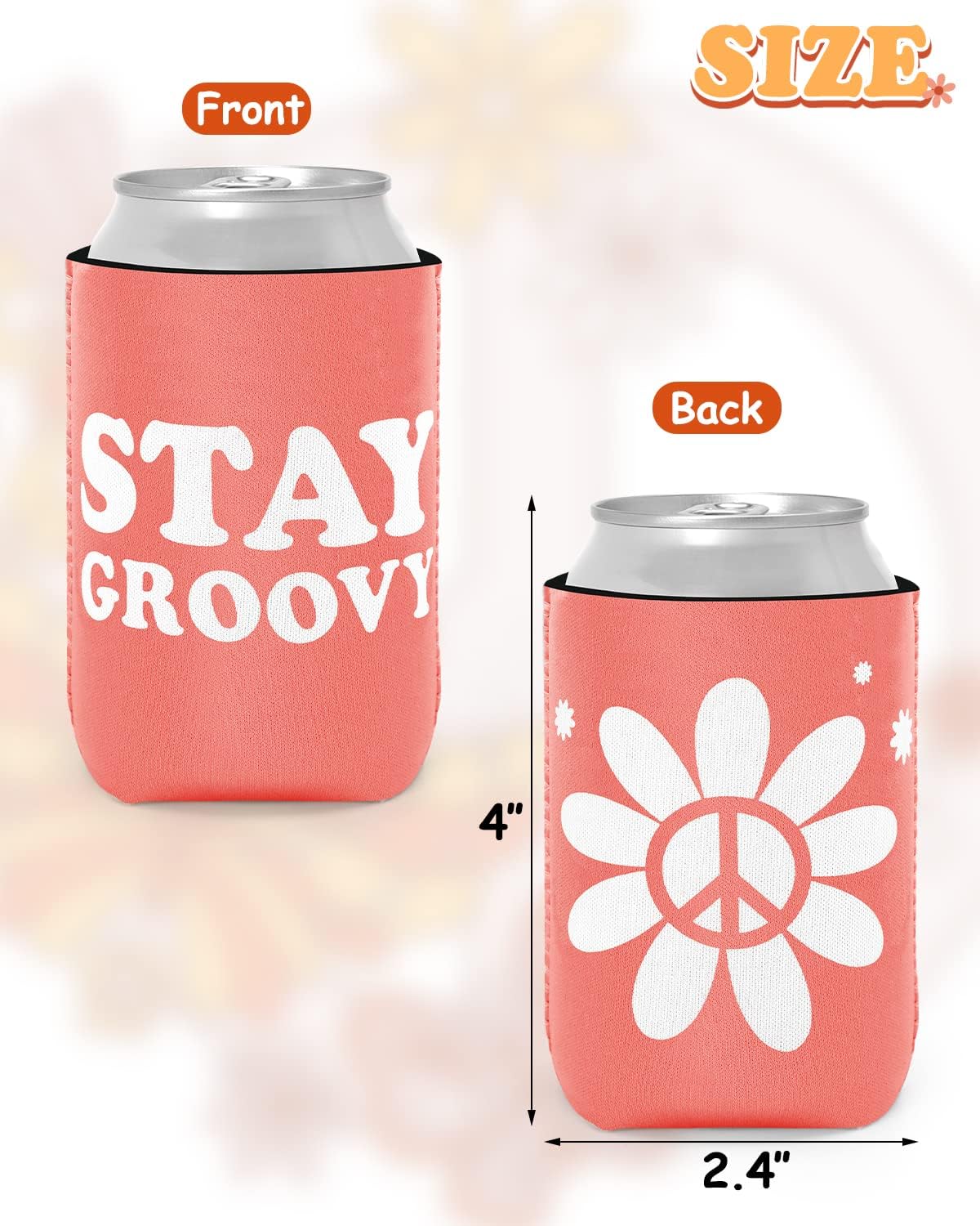 12-Pack Retro Bachelorette Party Can Cooler 70S Theme Beverage Sleeves Favor For Disco Bridal Shower Party Supplies Hippies Groo