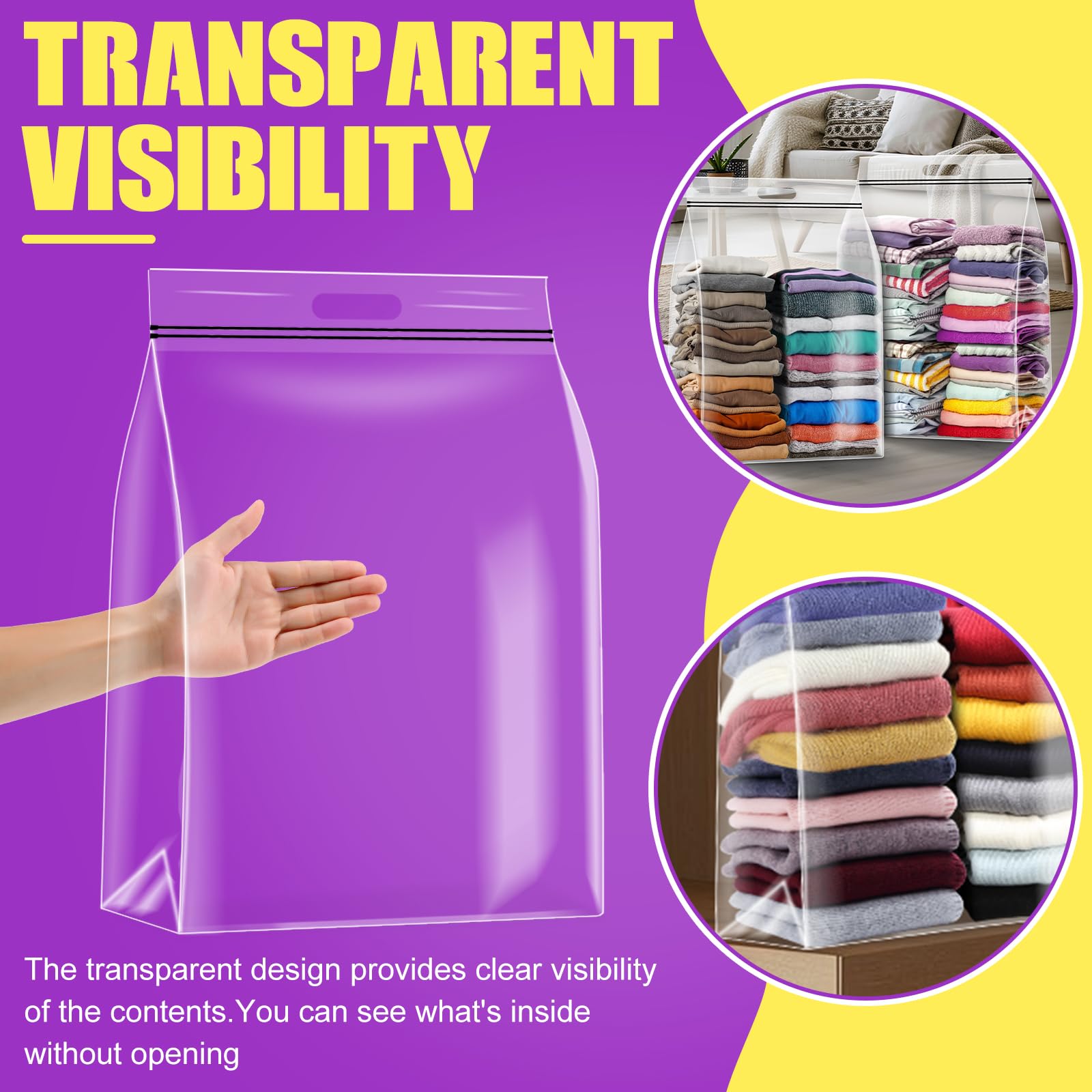 FURWEY 25 Gallon Extra Large Storage Bags 35   x 24   Resealable Clear Bags with Handle 4 Mil Thick Heavy Duty Big Bag for Cloth