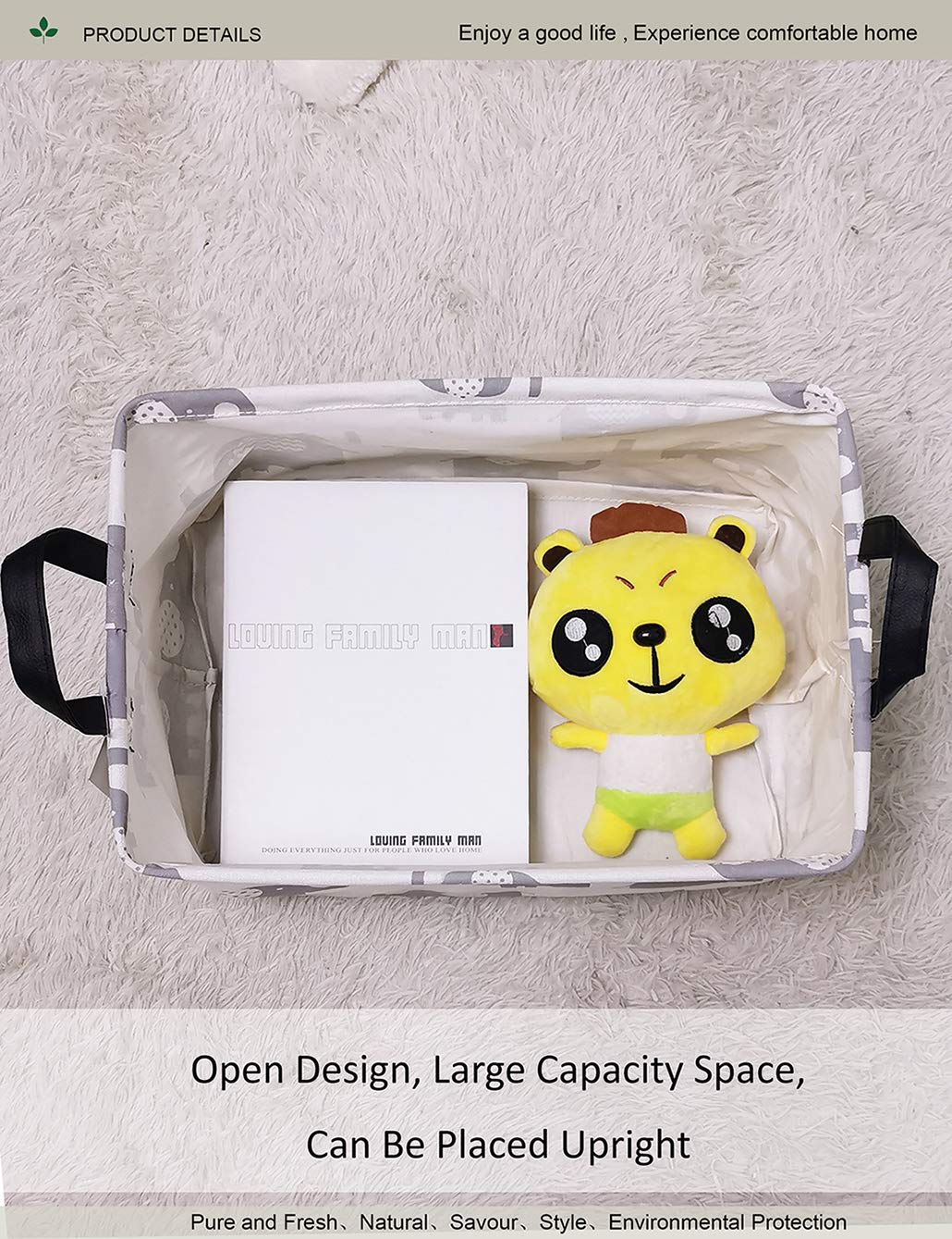 Onoev Rectangular Folding Laundry Basket, Waterproof Canvas Basket,Gift Basket,Suitable For Children'S Room,Office,Clothes,Toys