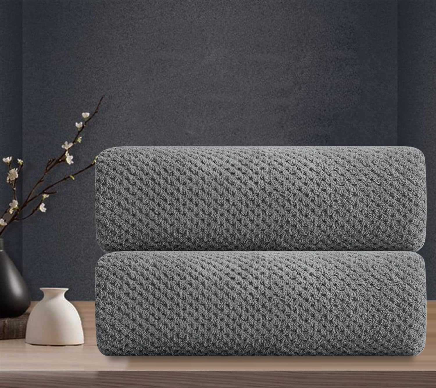 Dark Gray Hand Towels Set 2 Pack-16?31?Ultra Soft Microfibers Bathroom Towel Set Highly Absorbent Quick Dry Luxury Premium Towel Lightweight Durable Hand Towel Collection for Hotel Spa Gym Kitchen