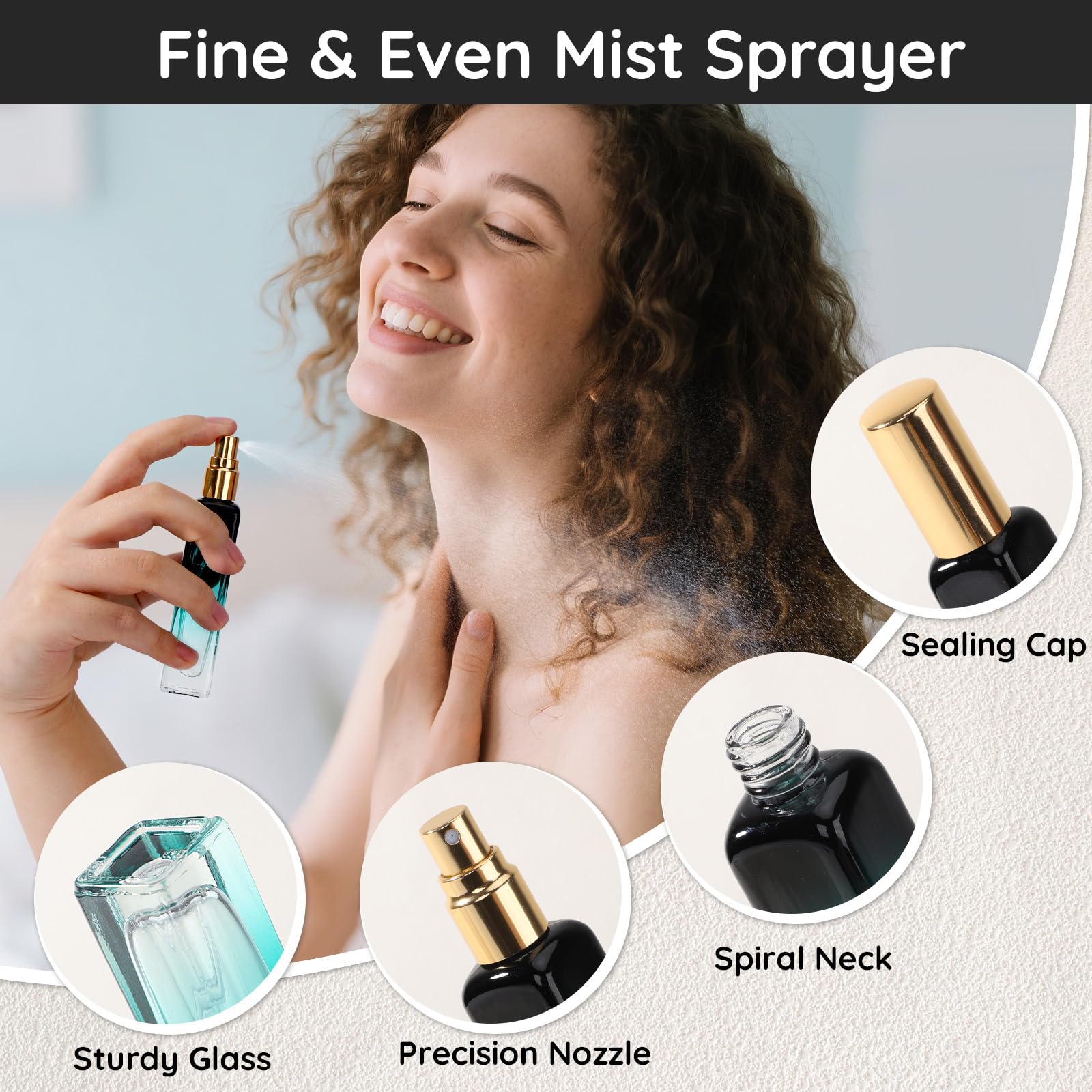 Segbeauty 0.5Oz Mini Travel Spray Bottle, 3Pcs Glass Perfume Atomizer Spray Bottle Refillable, 15Ml Empty Perfume Sprayer Dispen