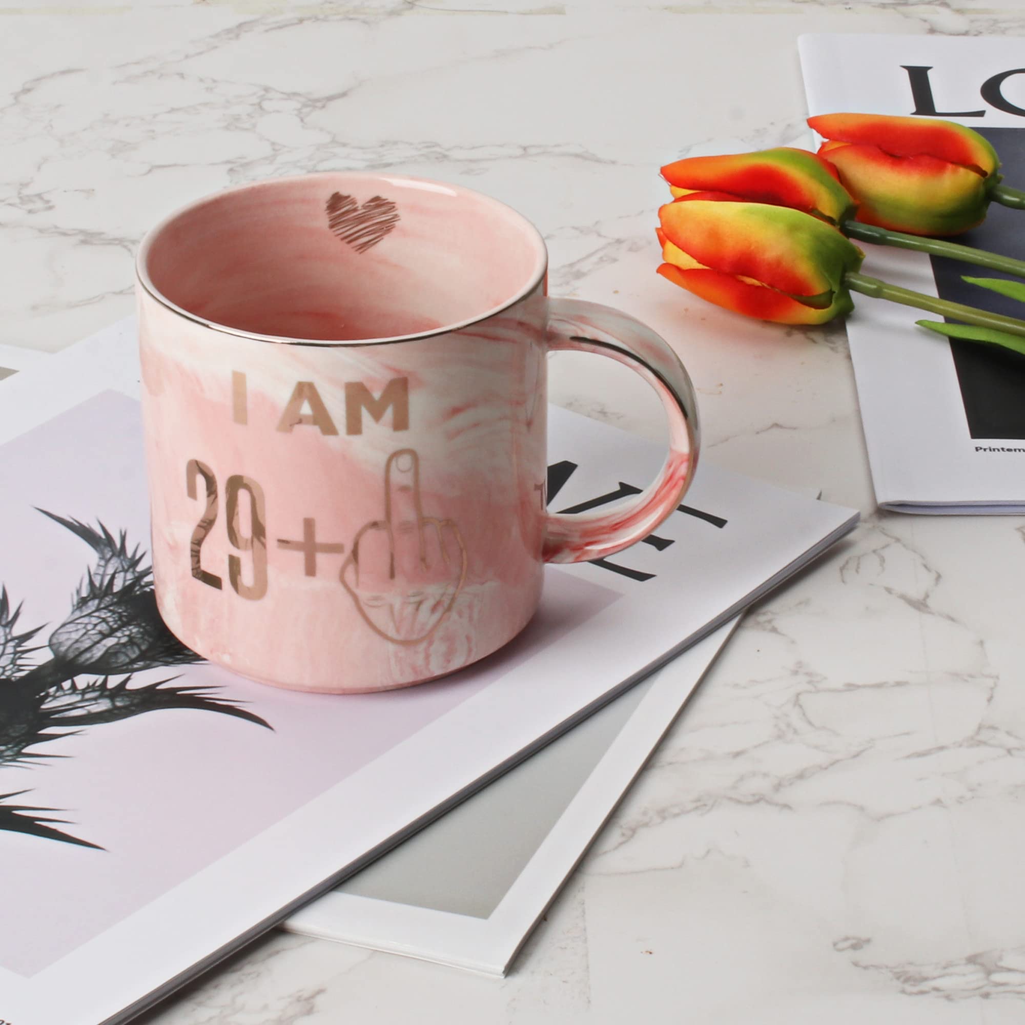 30th Birthday Gifts for Women - Funny Turning 30 Year Old Birthday Gift Ideas for Wife  Mom  Daughter  Sister  Aunt  Best Friends  BFF  Coworkers - Fabulous Pink Marble Mug  Ceramic 11.5oz Coffee Cup