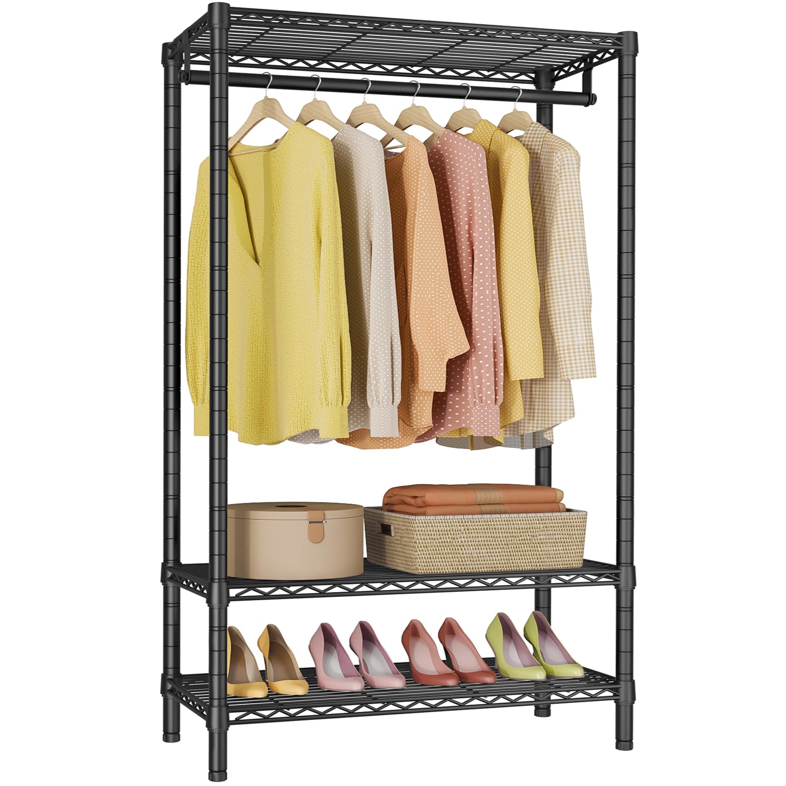 Vipek V1S Wire Garment Rack 3 Tier Heavy Duty Clothes Rack For Hanging Clothes Portable Closet With Hanging Rod Adjustable Wire