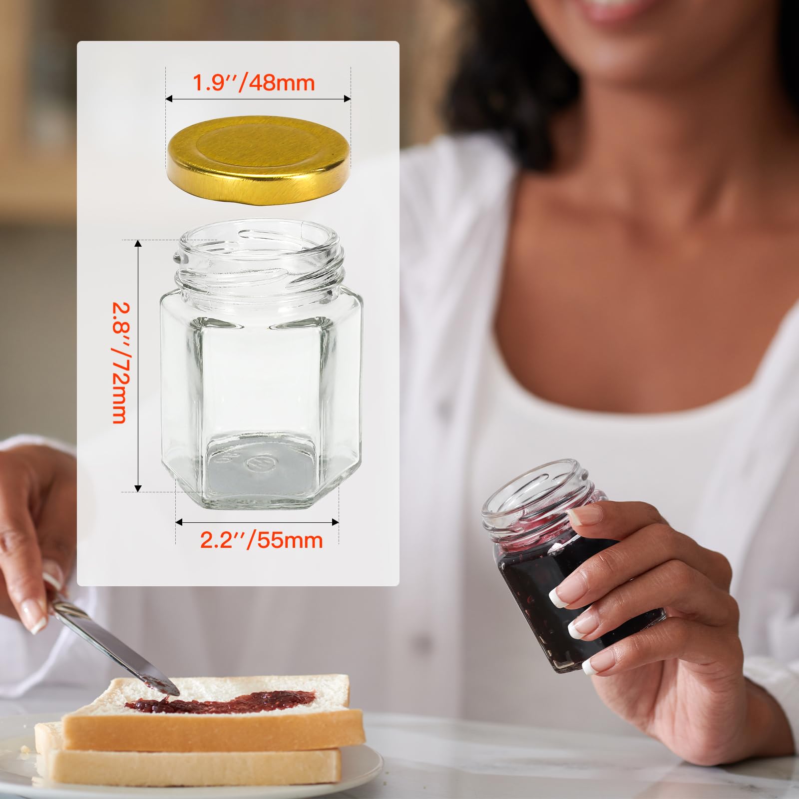 Aurotrends 30-Pack 3Oz Glass Honey Jars With Wooden Dippers - For Wedding And Baby Shower Favors