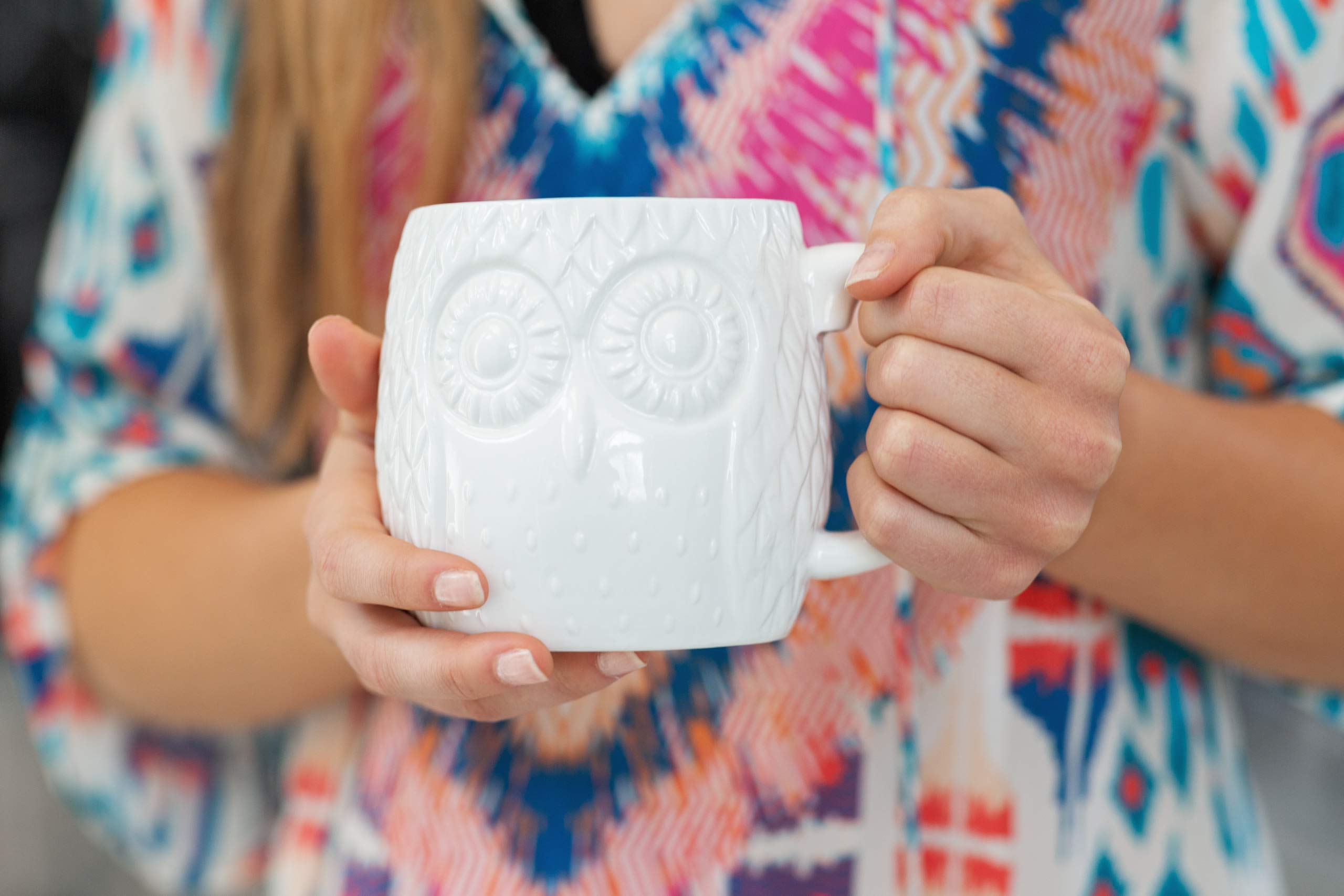 Oversized Embossed Owl Coffee or Tea Mug, 20 oz