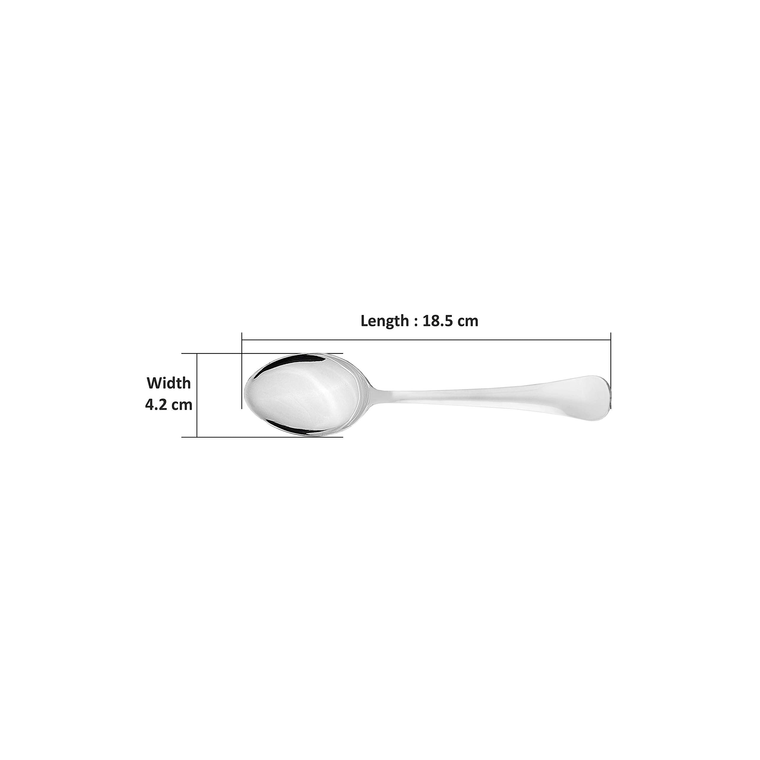 Sumeet Stainless Steel Premium Quality Dessert/Table Spoon Set Of 6 Pc - (18.5Cm L) (1.6Mm Thick)