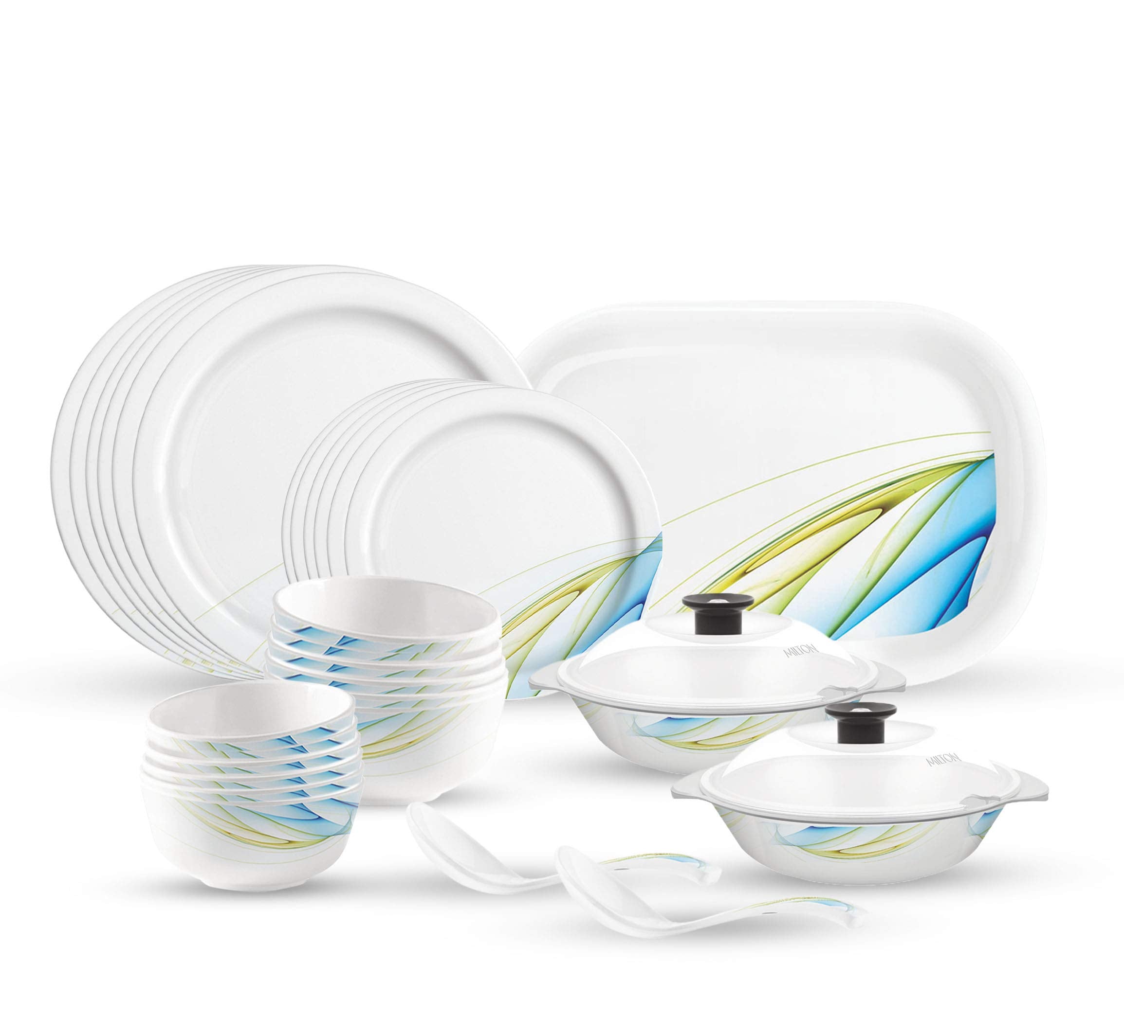 Milton Lissome Round Melamine Dinner Set Of 31 Pcs, Blue Stroke