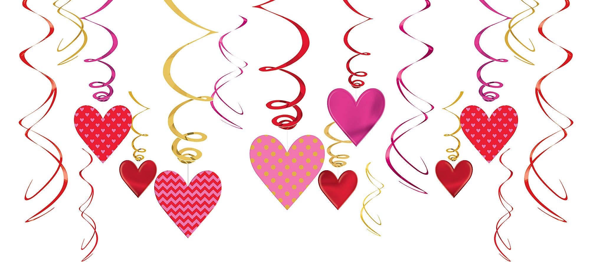 Amscan Valentine Value Pack Swirl Decoration, Assorted Sizes, Multicolor