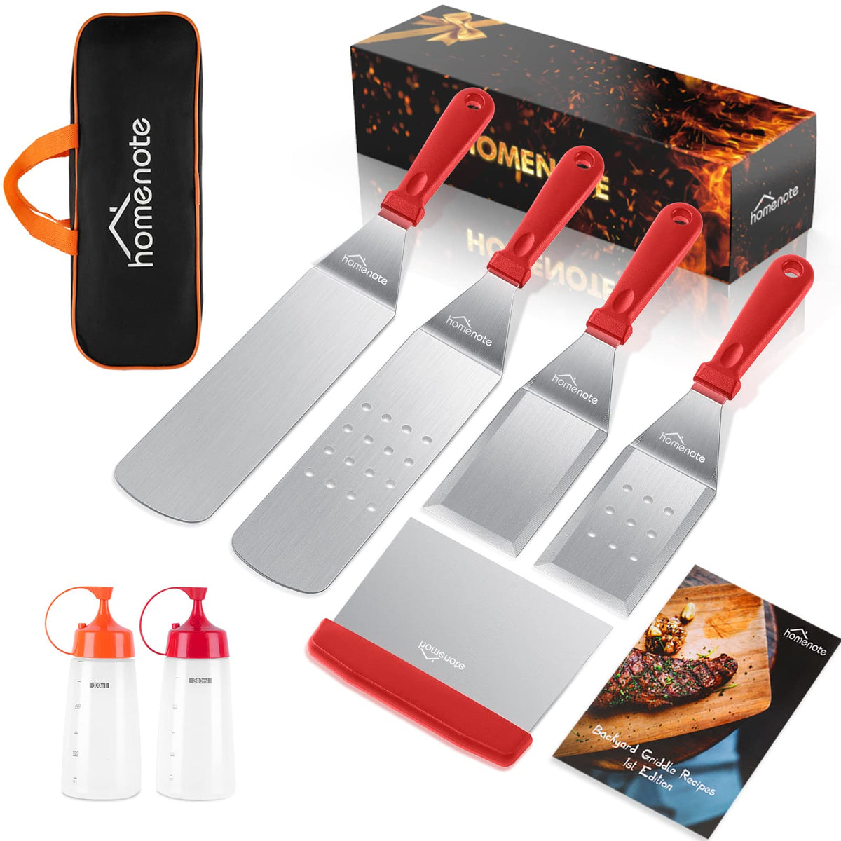 Homenote Griddle Accessories Kit, Exclusive Griddle Tools Spatulas Set For Blackstone - 8 Pcs Commercial Grade Flat Top Grill Ac